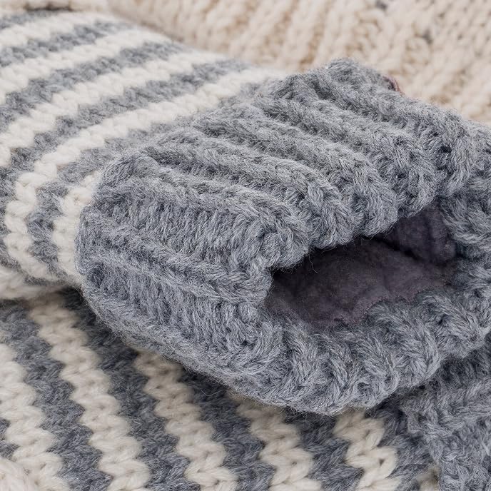Kids Kitty Cat Stripe Knit Mittens - Soft, Fleece Lined, For Toddlers And Children Of All Ages