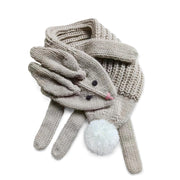 Soft Bunny Knitted Winter Neck Scarf- (children Age 4/5-12yr)- Oat Beige, Unisex