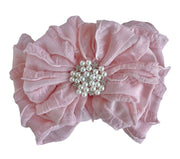 Pearl Ruffled Headband- Pink