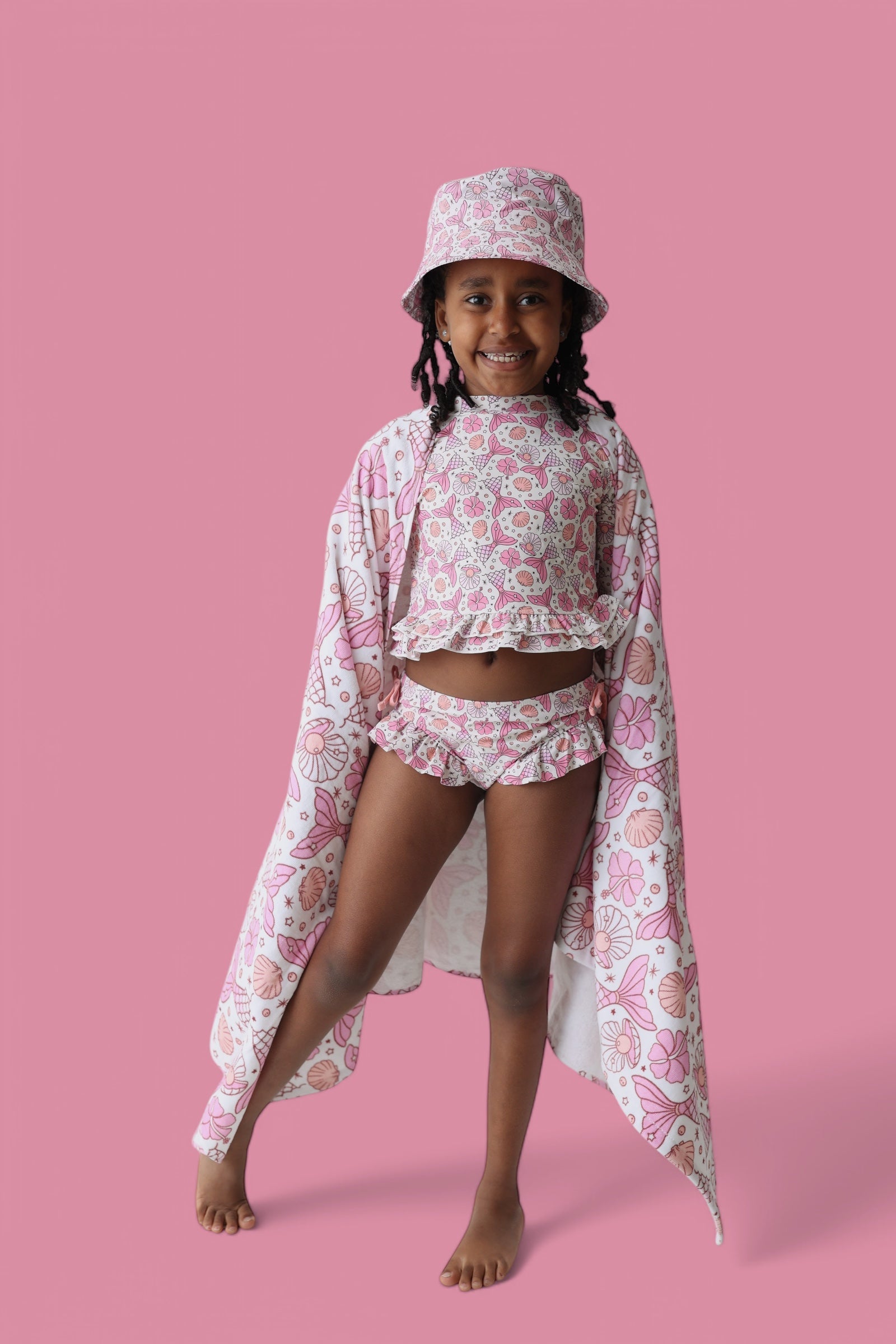 Magical Mermaid Dream Two-piece Rash Guard Ruffle Swim Suit