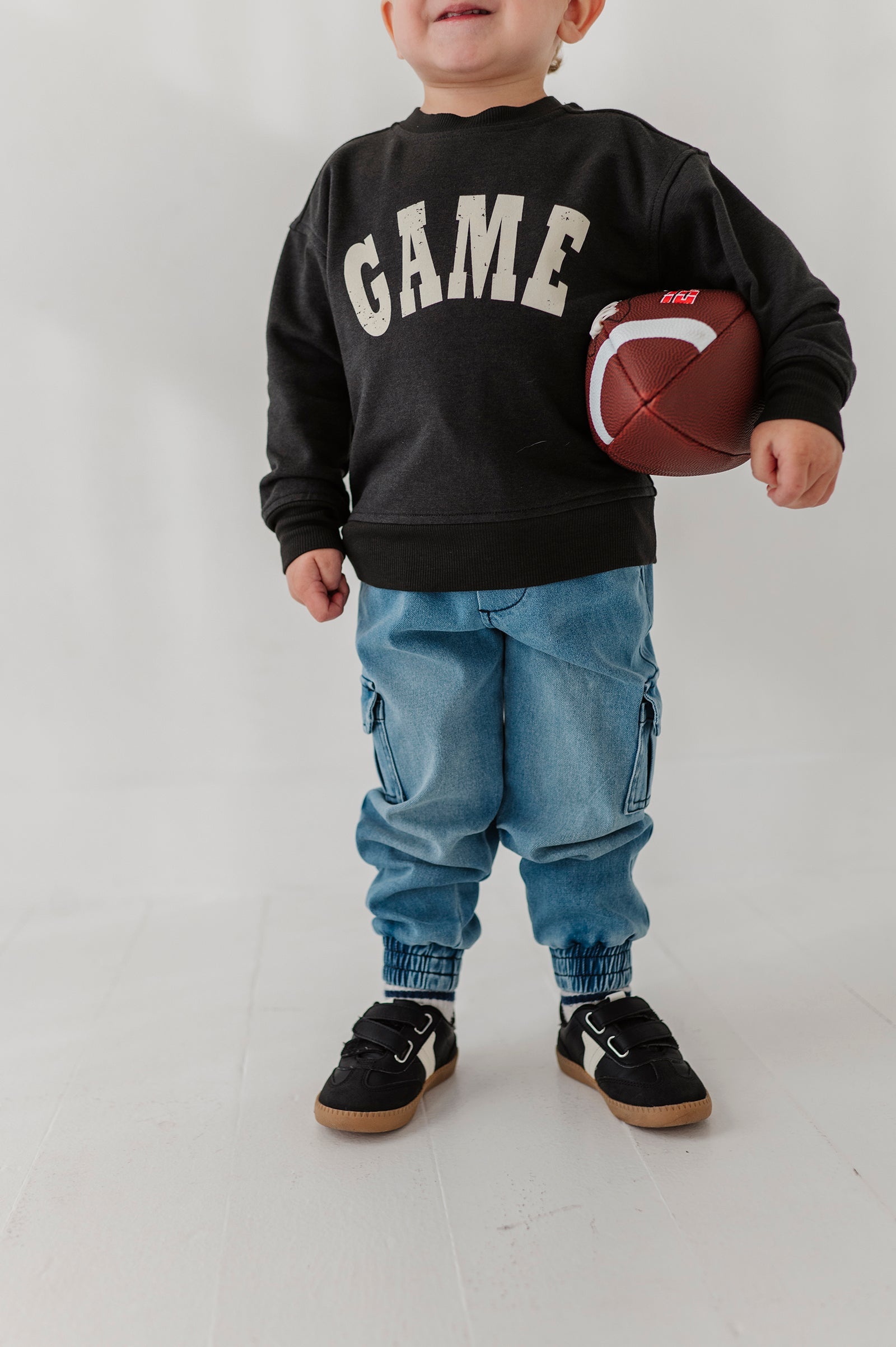 Boys Denim Jogger In Mid Blue Wash