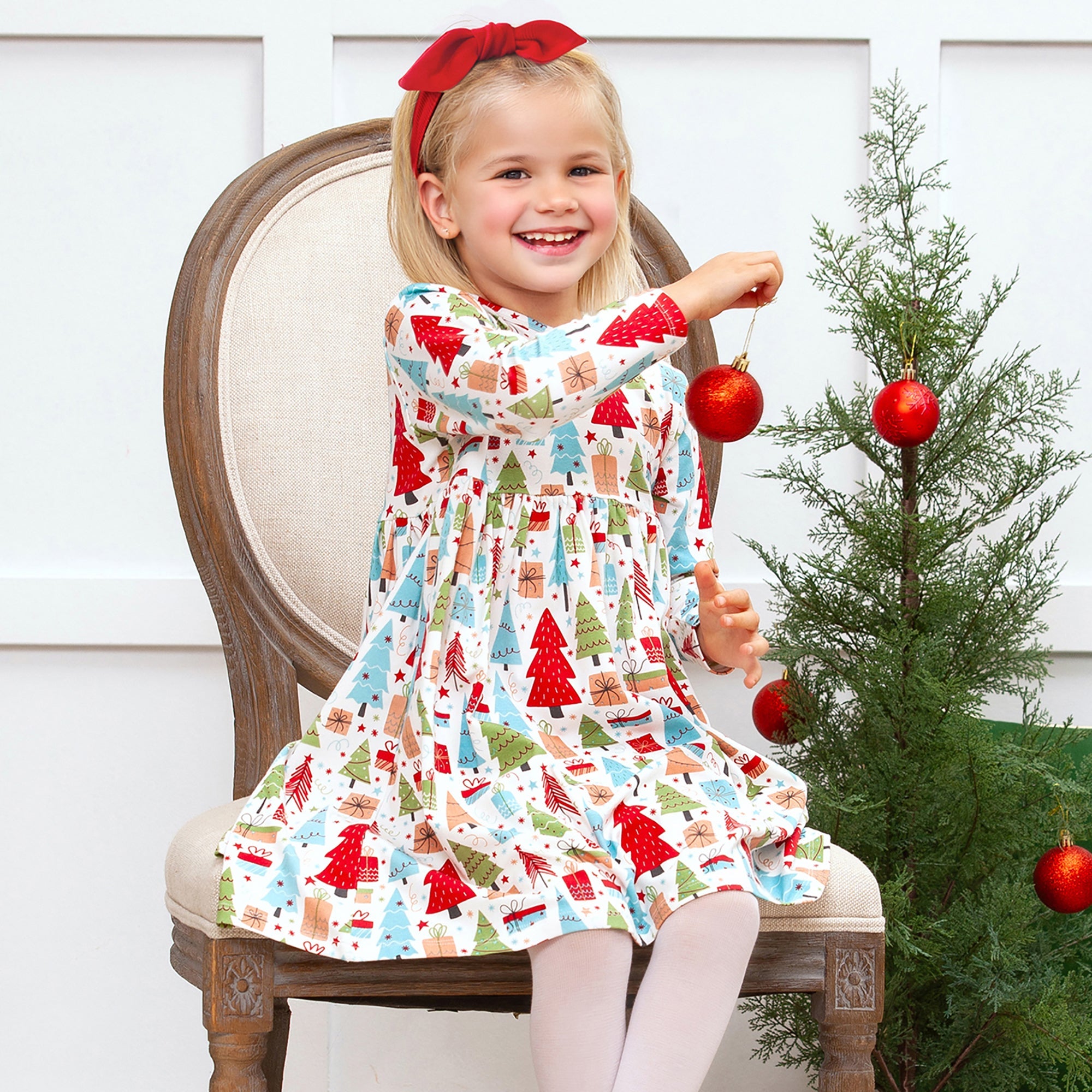 Christmas Merry Girl's Soft Bamboo Dress - Sibling Matching