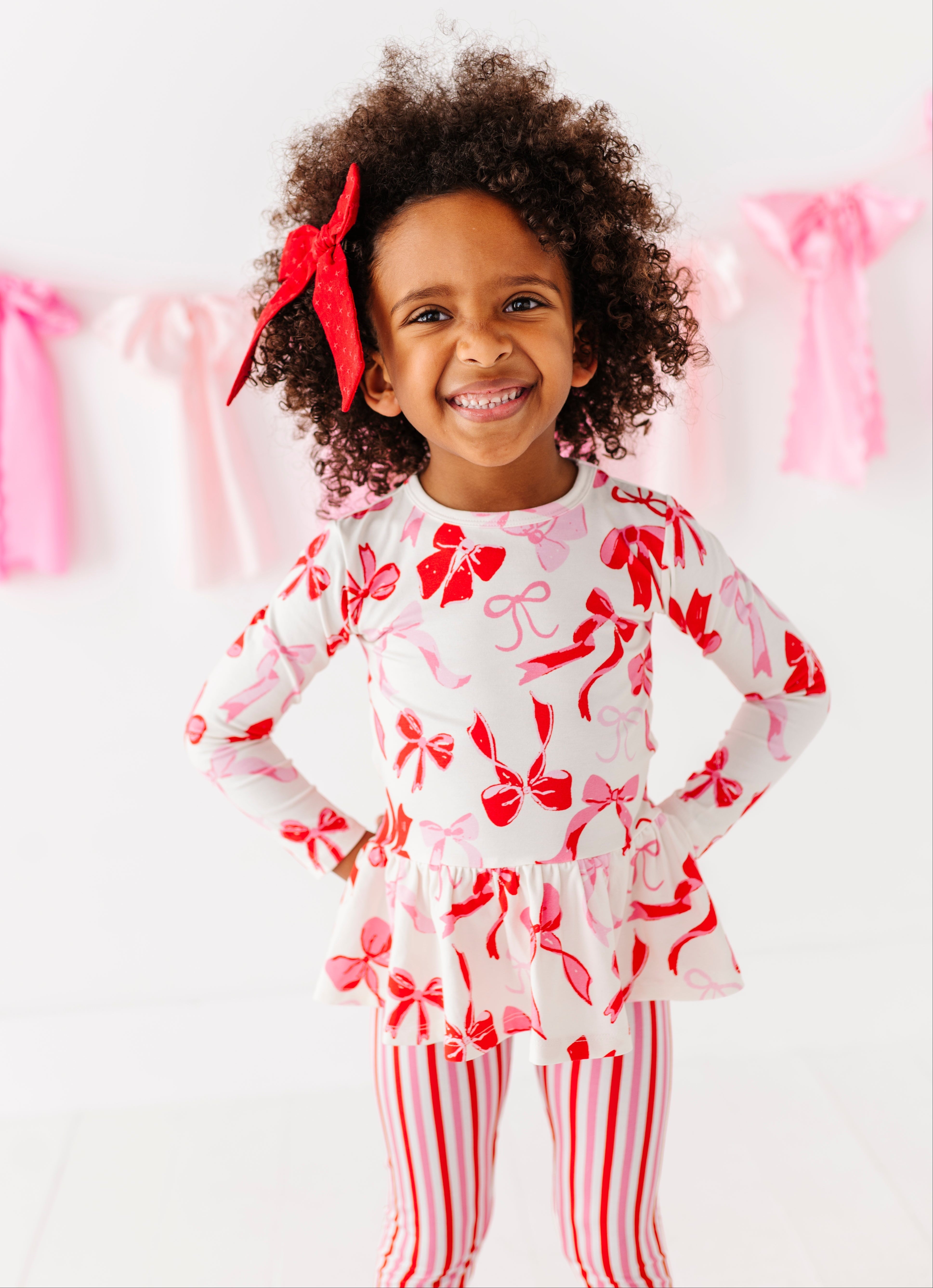 Blushing Bows Bamboo/cotton Peplum Top