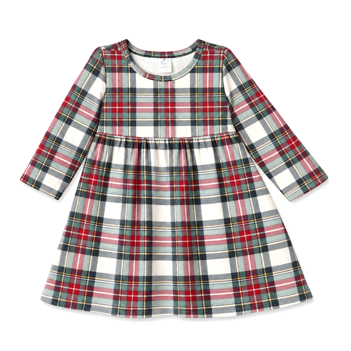 Girls Christmas Plaid Dress – Soft Bamboo Holiday Outfit