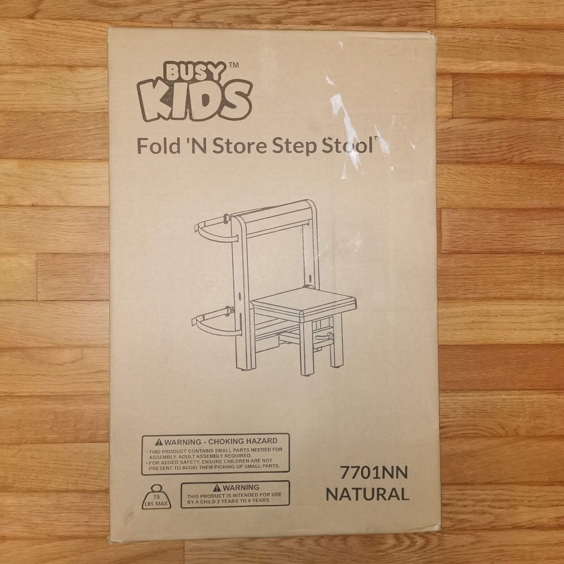 Busy Kids Fold 'n Store Step Stool, Natural (open Box)