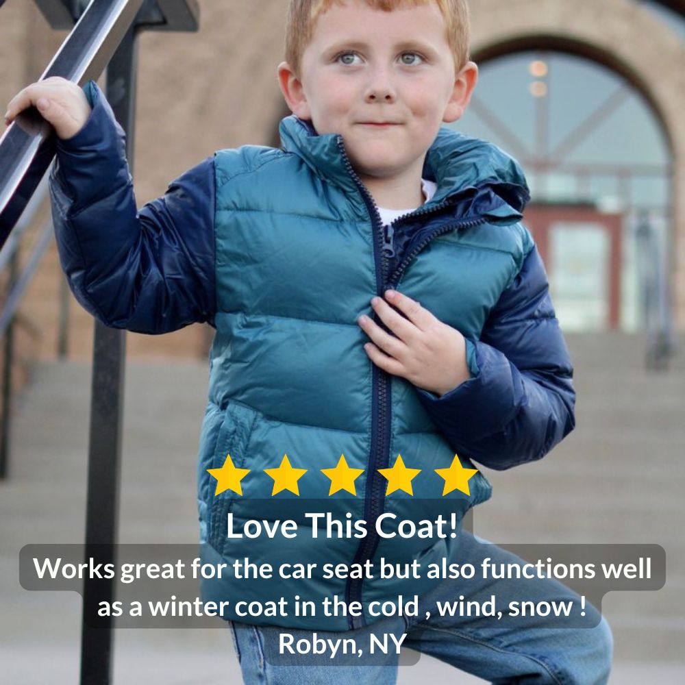 Car Seat Coat | The Road Coat Down - Navy/teal