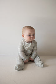 Bamboo Zip Pajamas | Foggy Grid