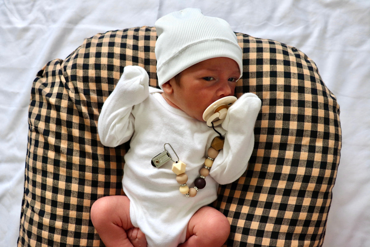 Brown Black Gingham Ruffle Baby Lounger Cover