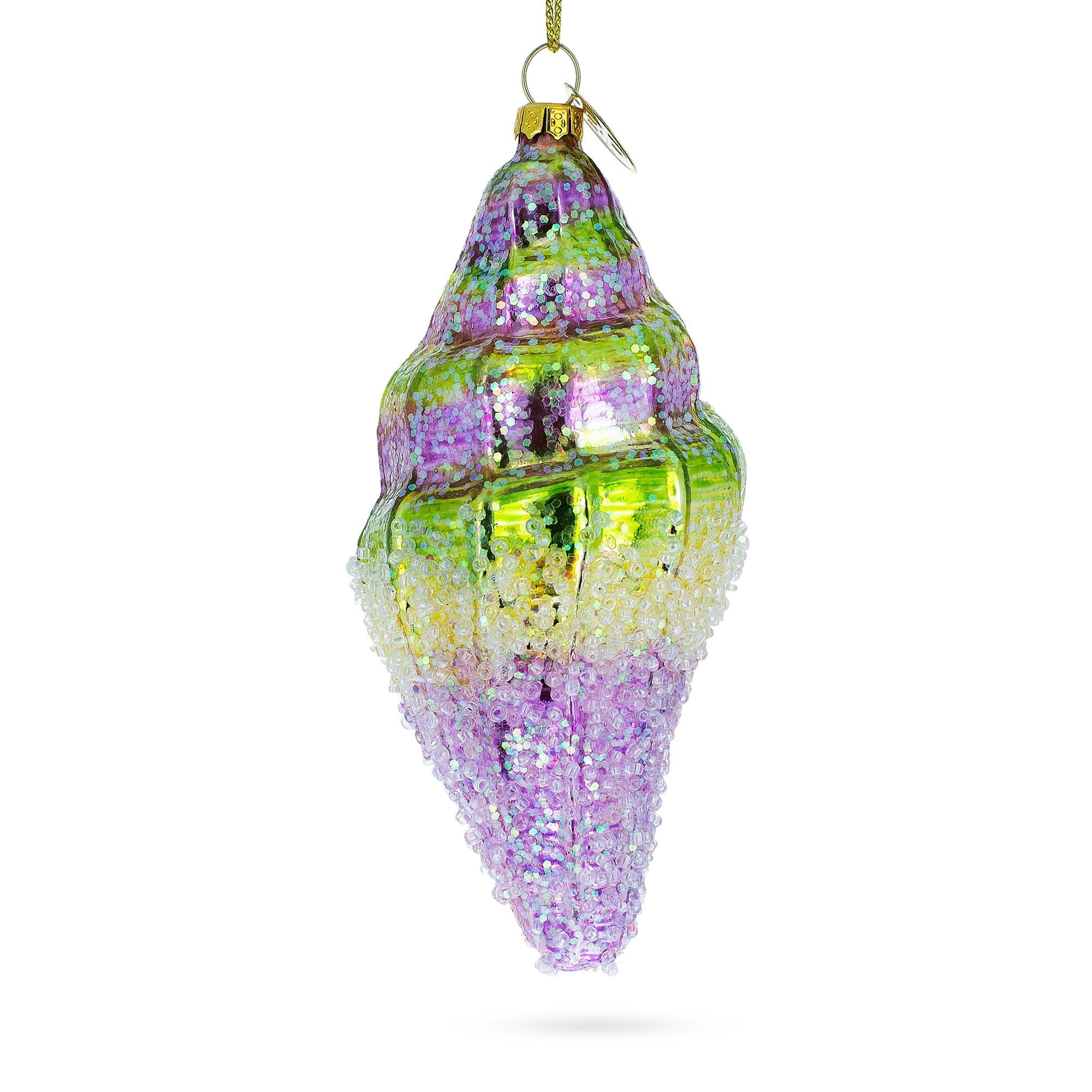 Radiant Sea Snail With Colorful Beads - Blown Glass Christmas Ornament