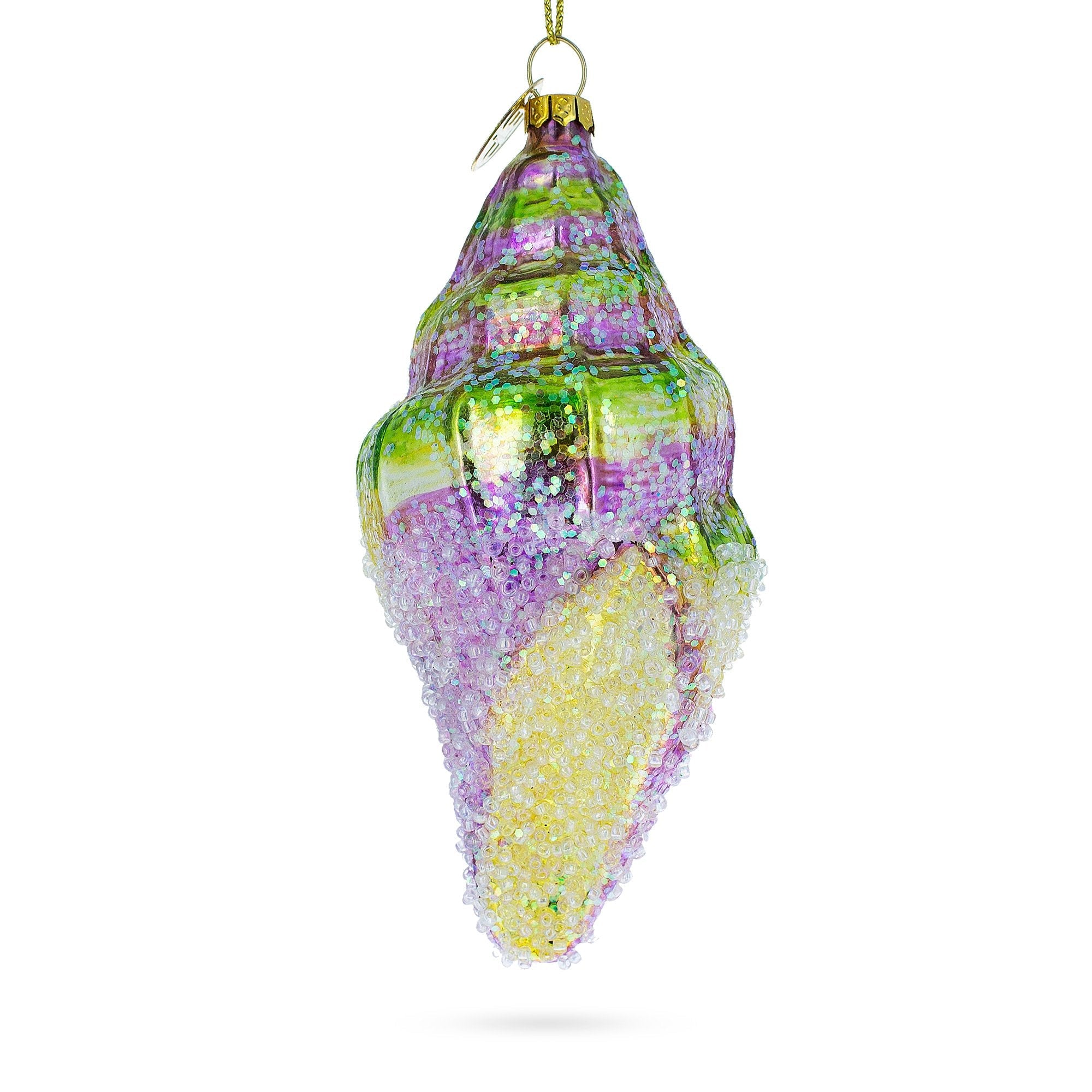 Radiant Sea Snail With Colorful Beads - Blown Glass Christmas Ornament