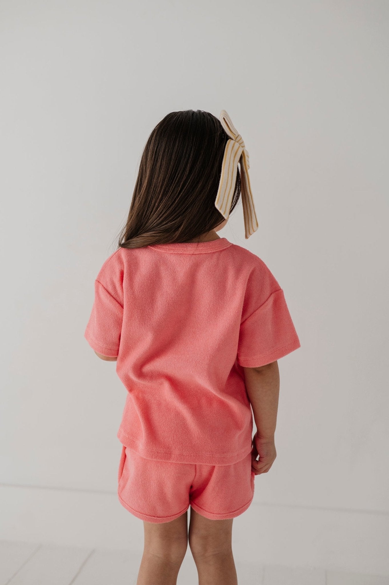 Girls Short Sleeve Cotton Terry Set In Strawberry Ice