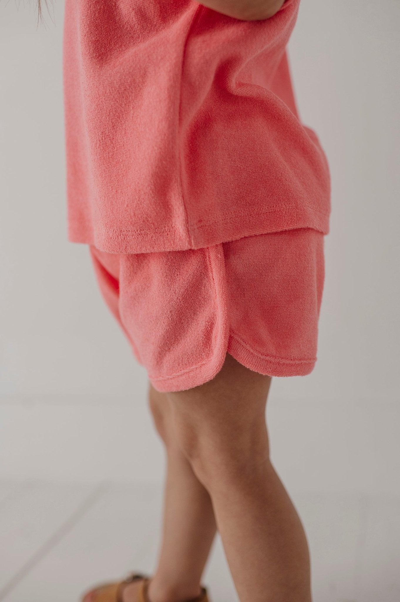Girls Short Sleeve Cotton Terry Set In Strawberry Ice