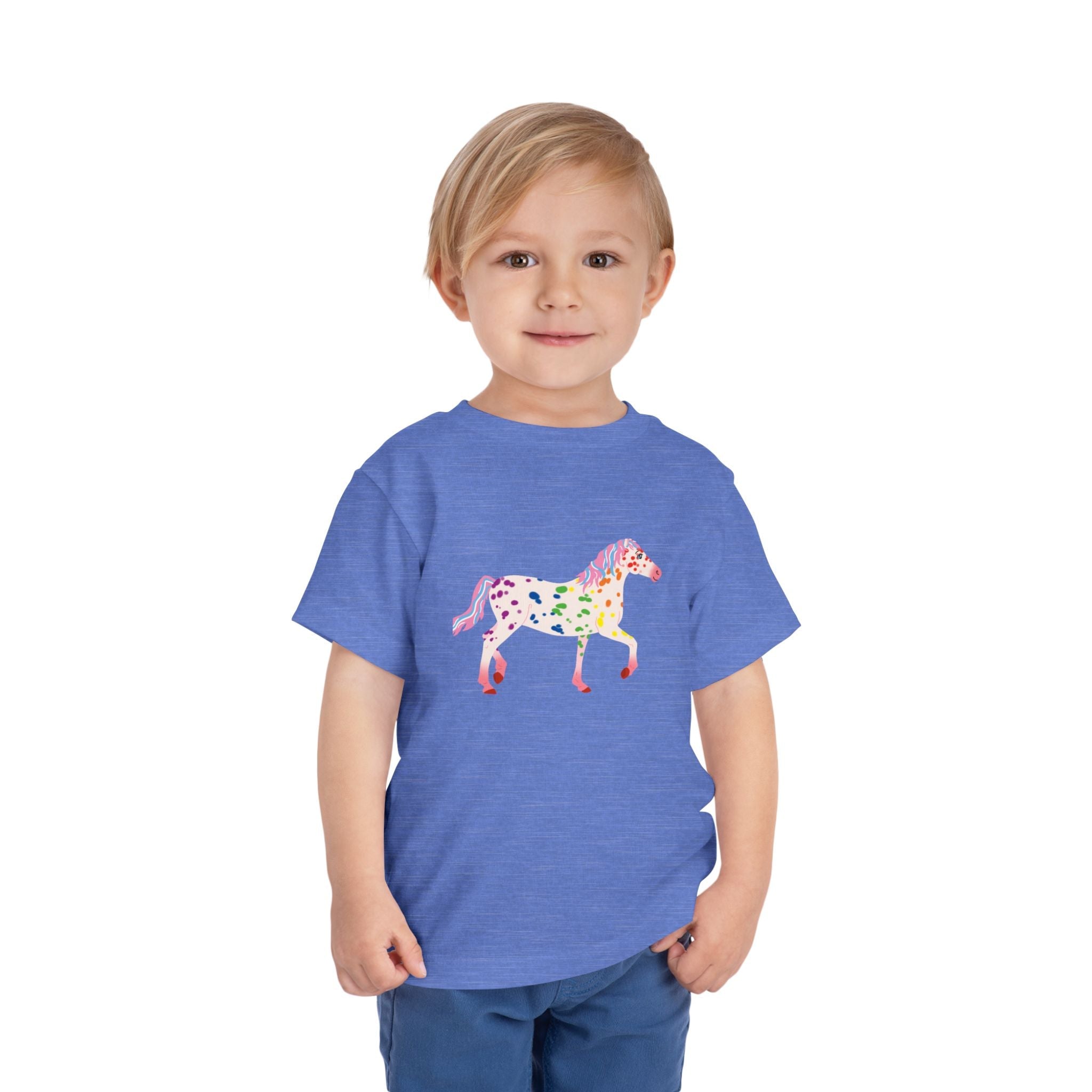 Rainbow On My Parade Horse Toddler Short Sleeve Tee Shirt