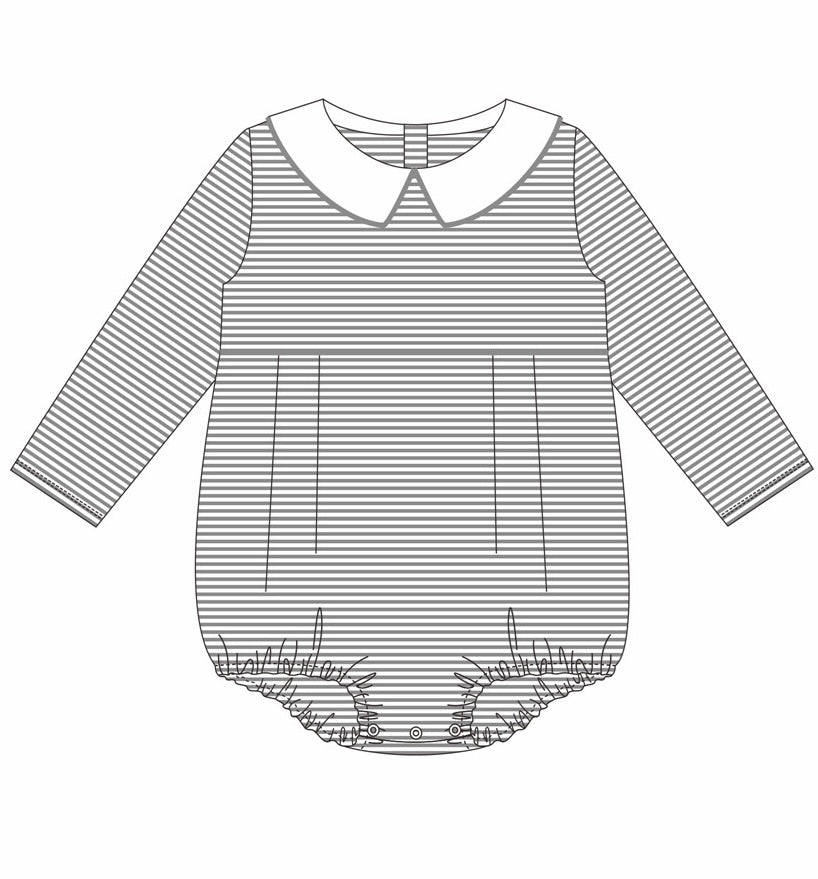 Knit Stripe Long Sleeve Peter Pan Collar Bubble - Boy
