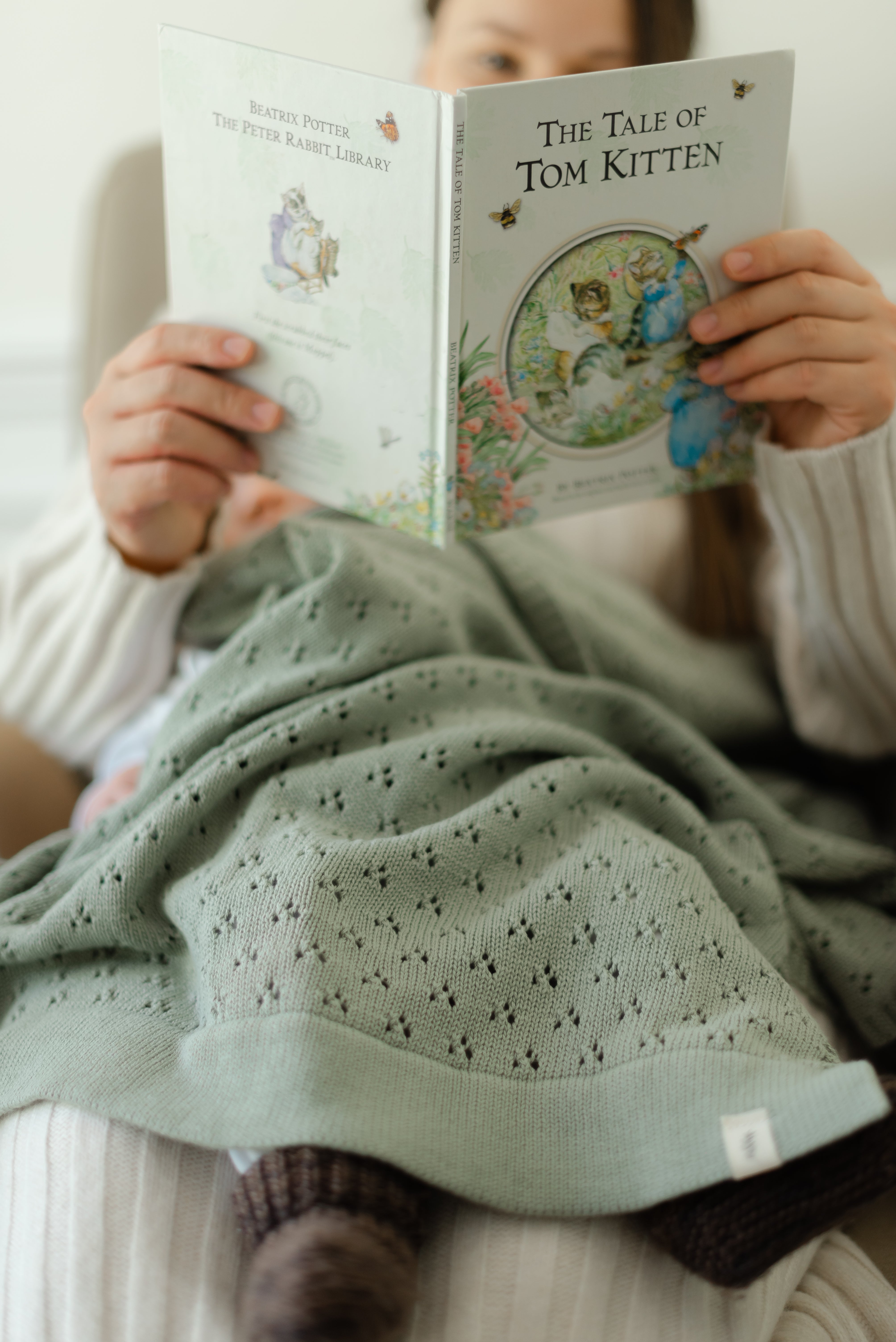 Mint Pointelle Knit Blanket (Ships June 8)