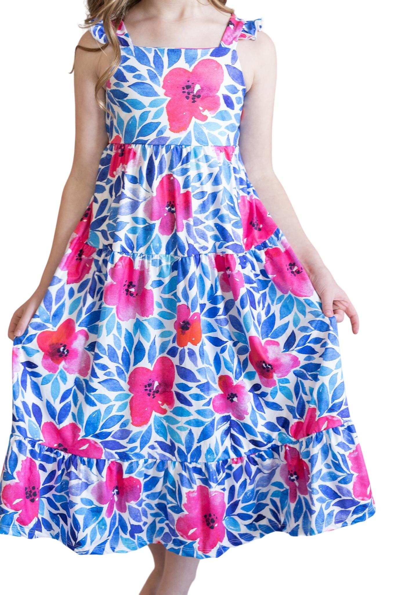 Vivid Garden Ruffle Maxi Dress