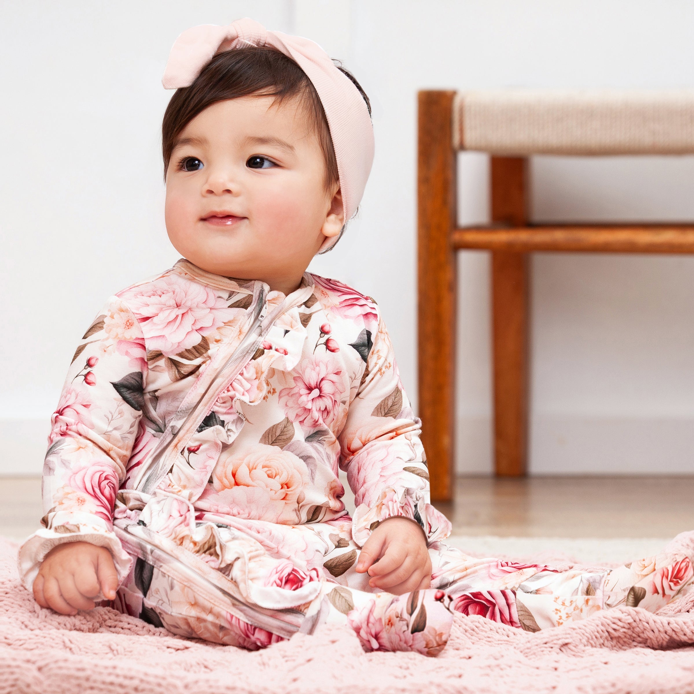 Garden Bouquet Baby Girl Bamboo Zipper Romper