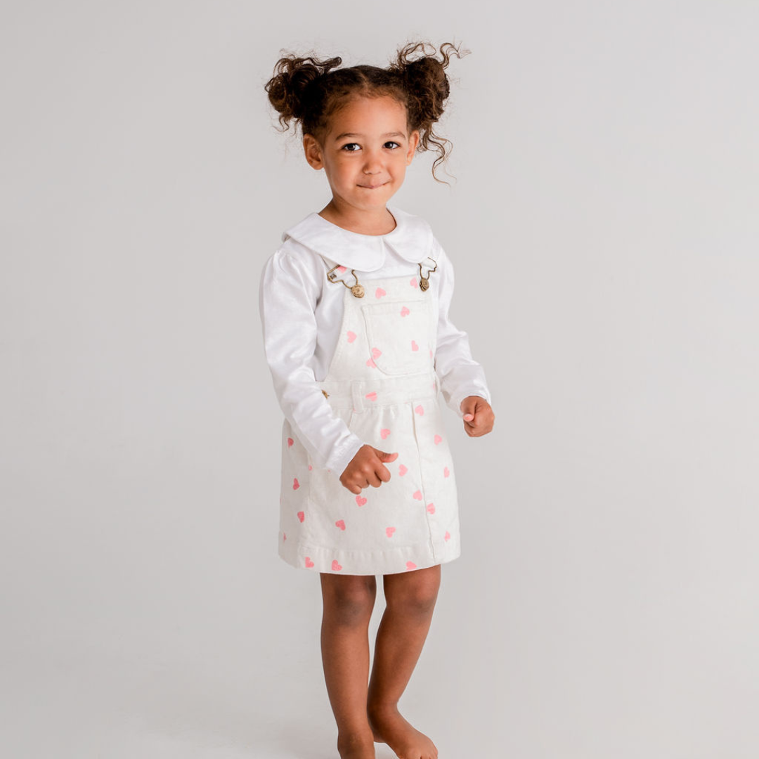 Cream Pink Heart Print Dress