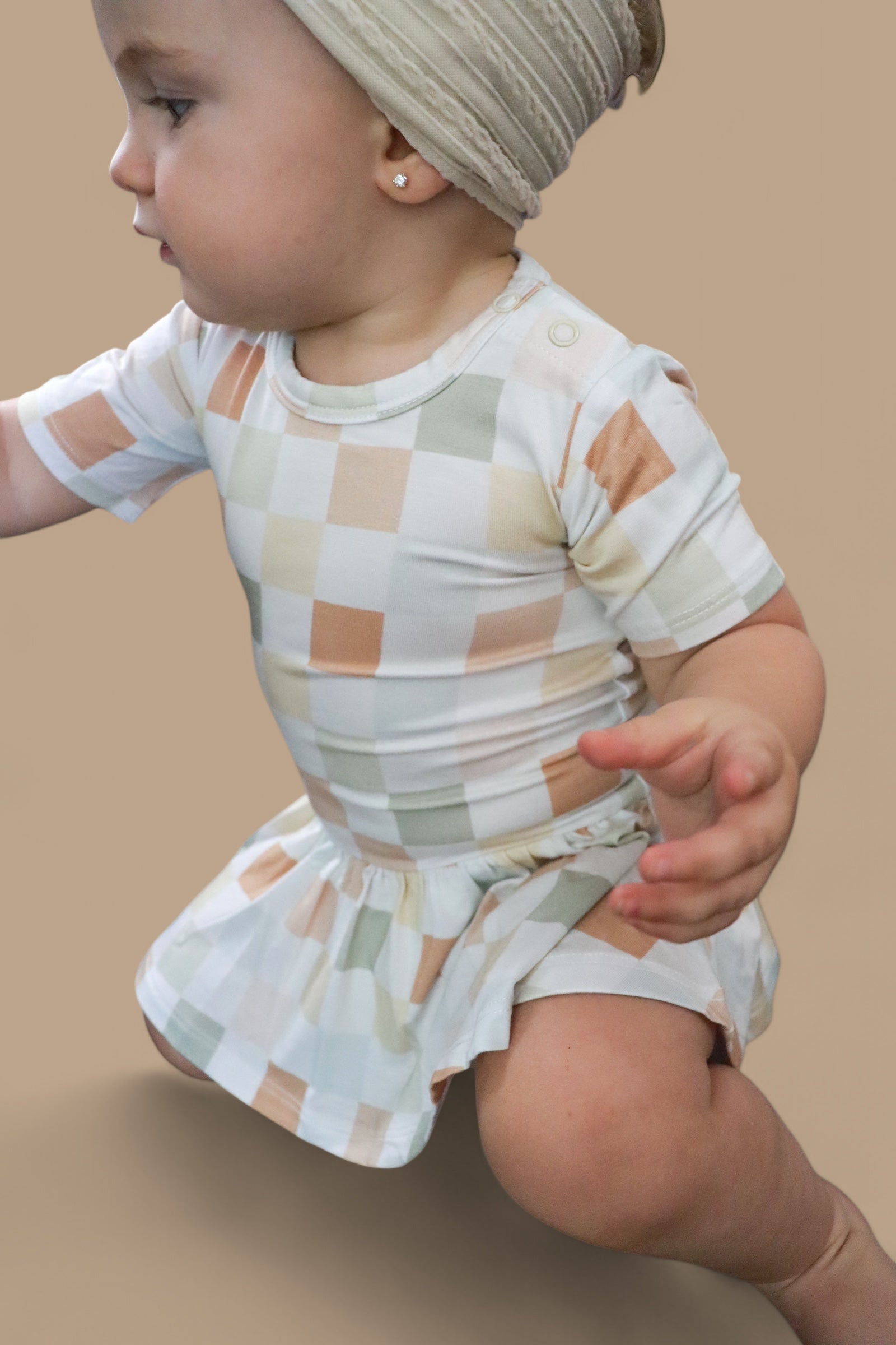 Muted Checkers Dream Bodysuit Dress