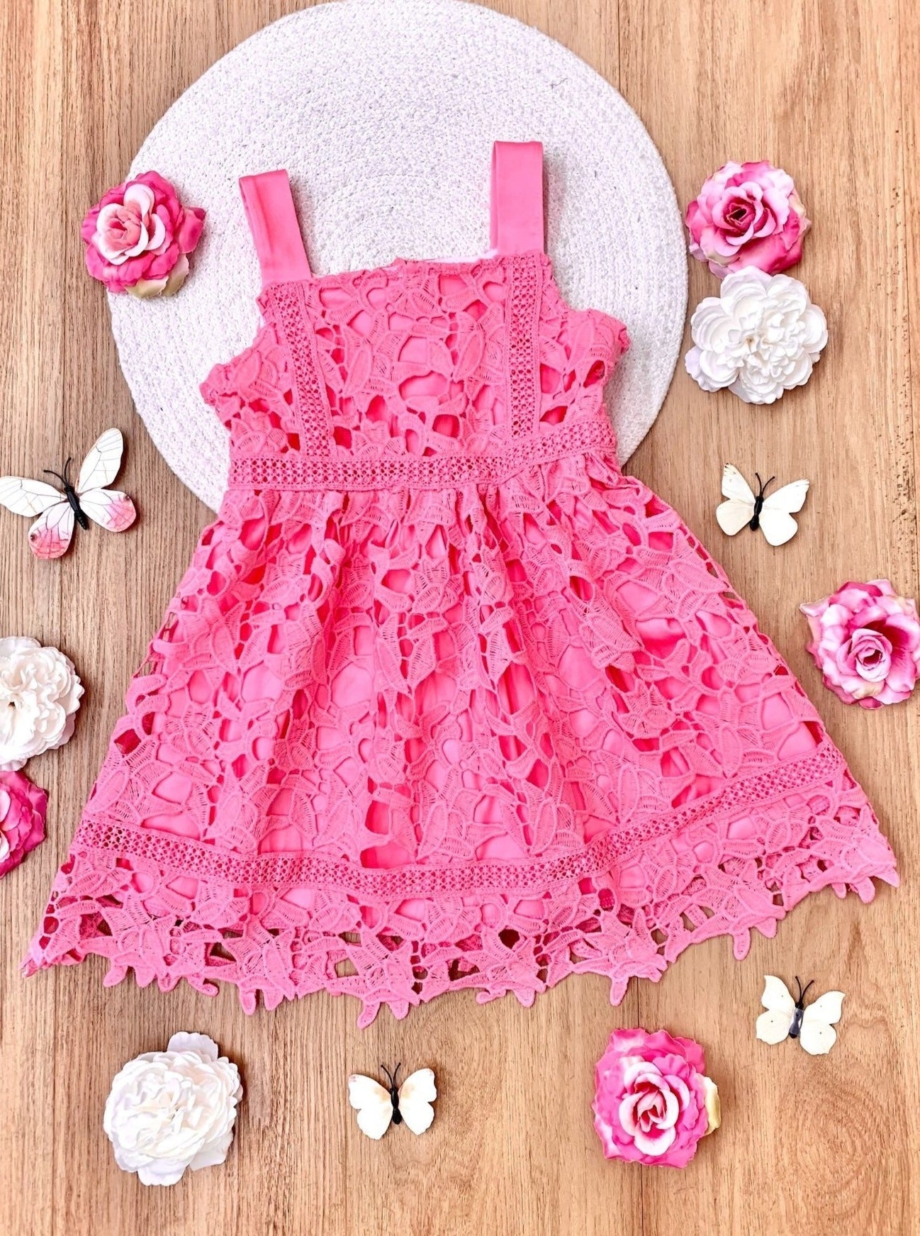 Mommy And Me Spring Twinning Pink Crochet Dress