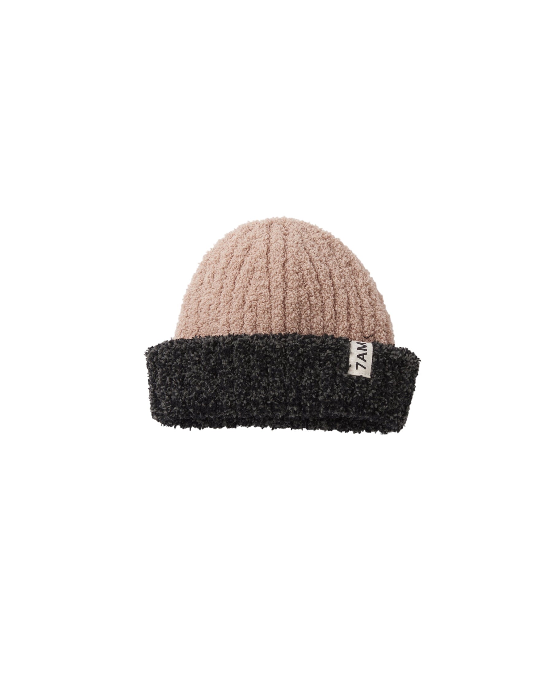 2-tone Ribbed Beanie - Fuzzy