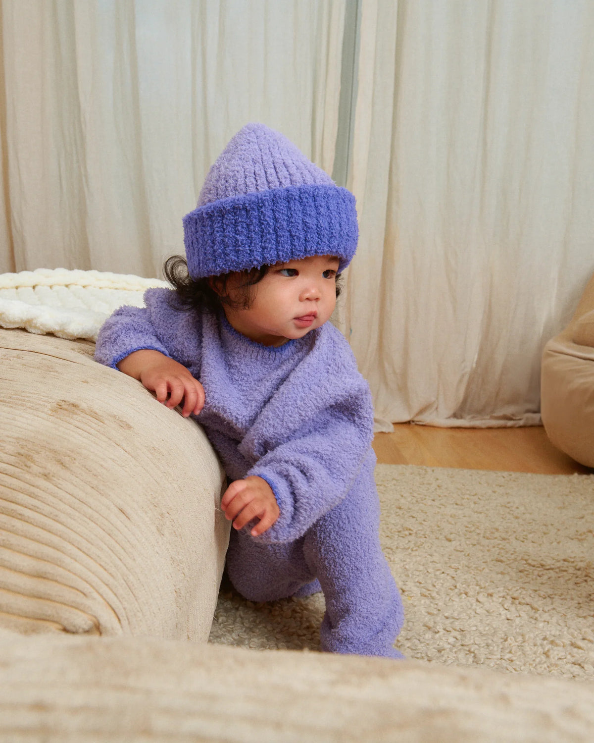 2-tone Ribbed Beanie - Fuzzy