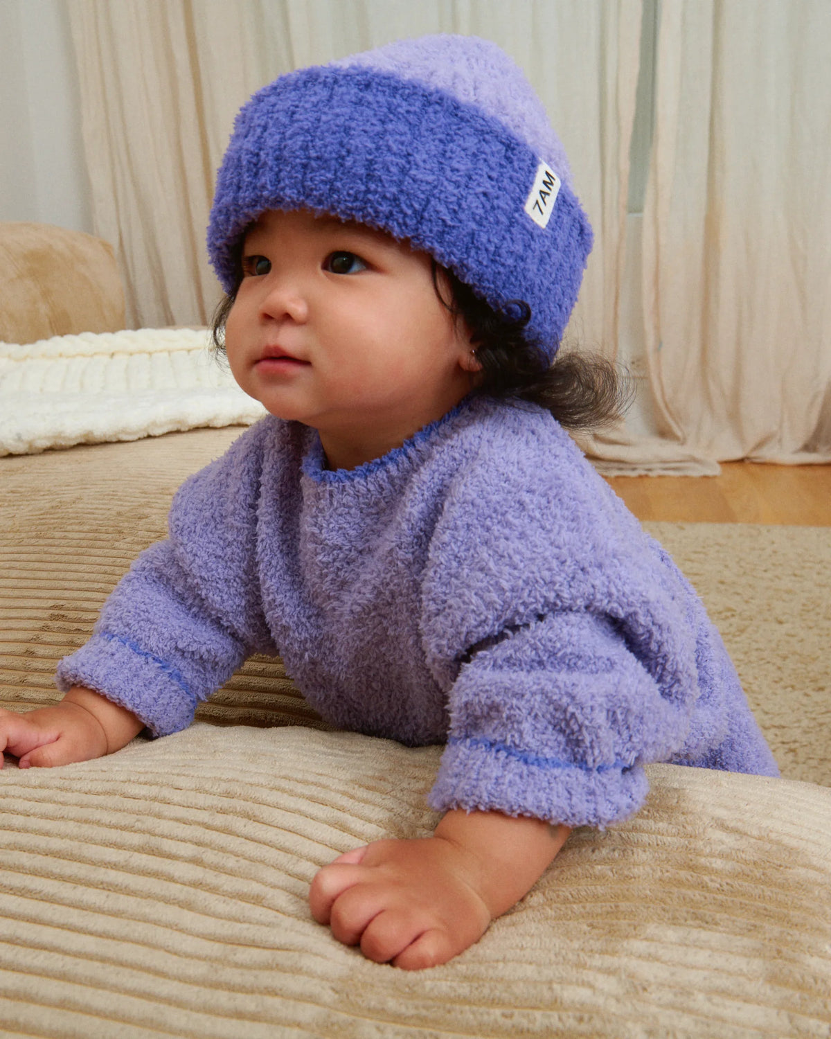 2-tone Ribbed Beanie - Fuzzy
