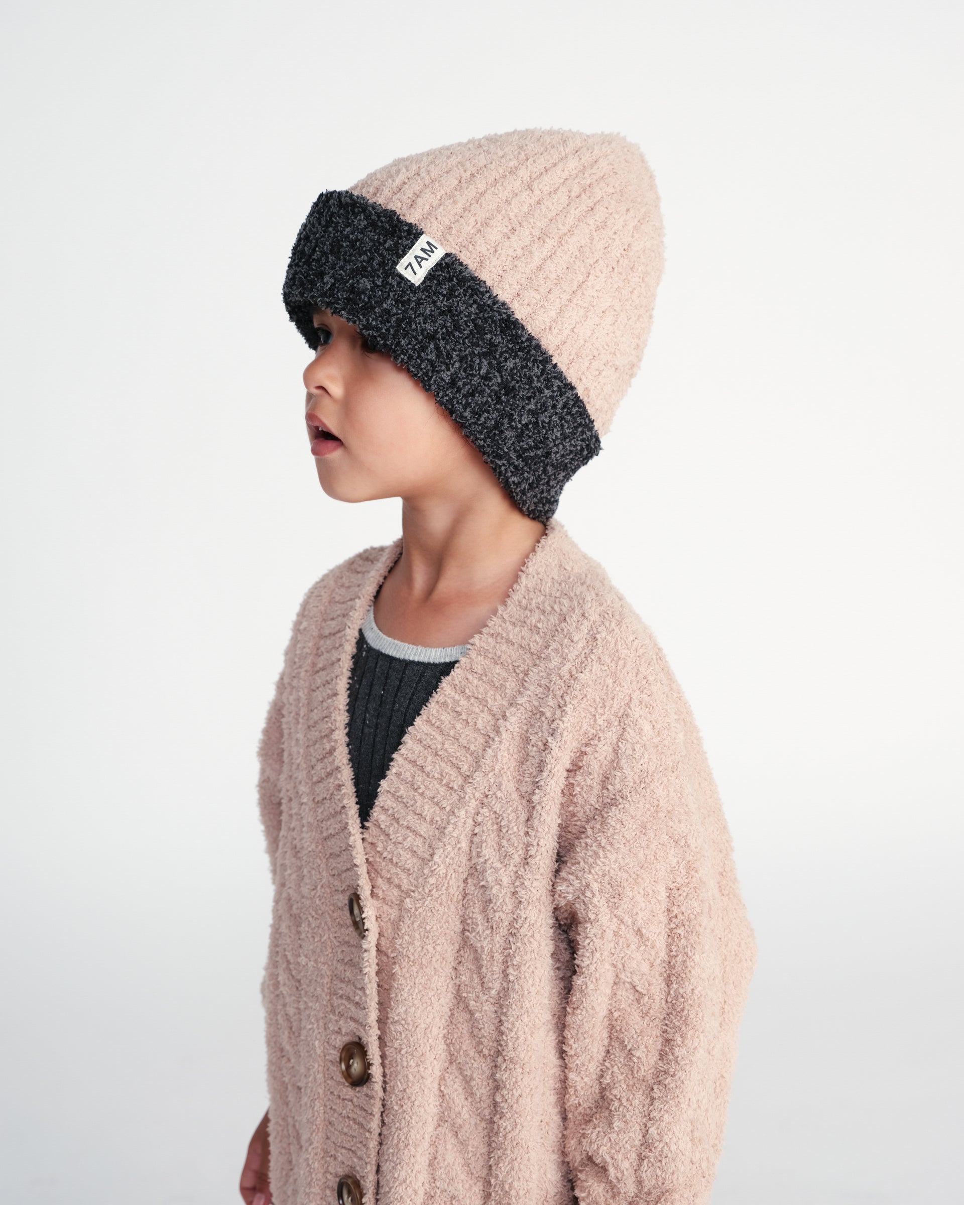 2-tone Ribbed Beanie - Fuzzy