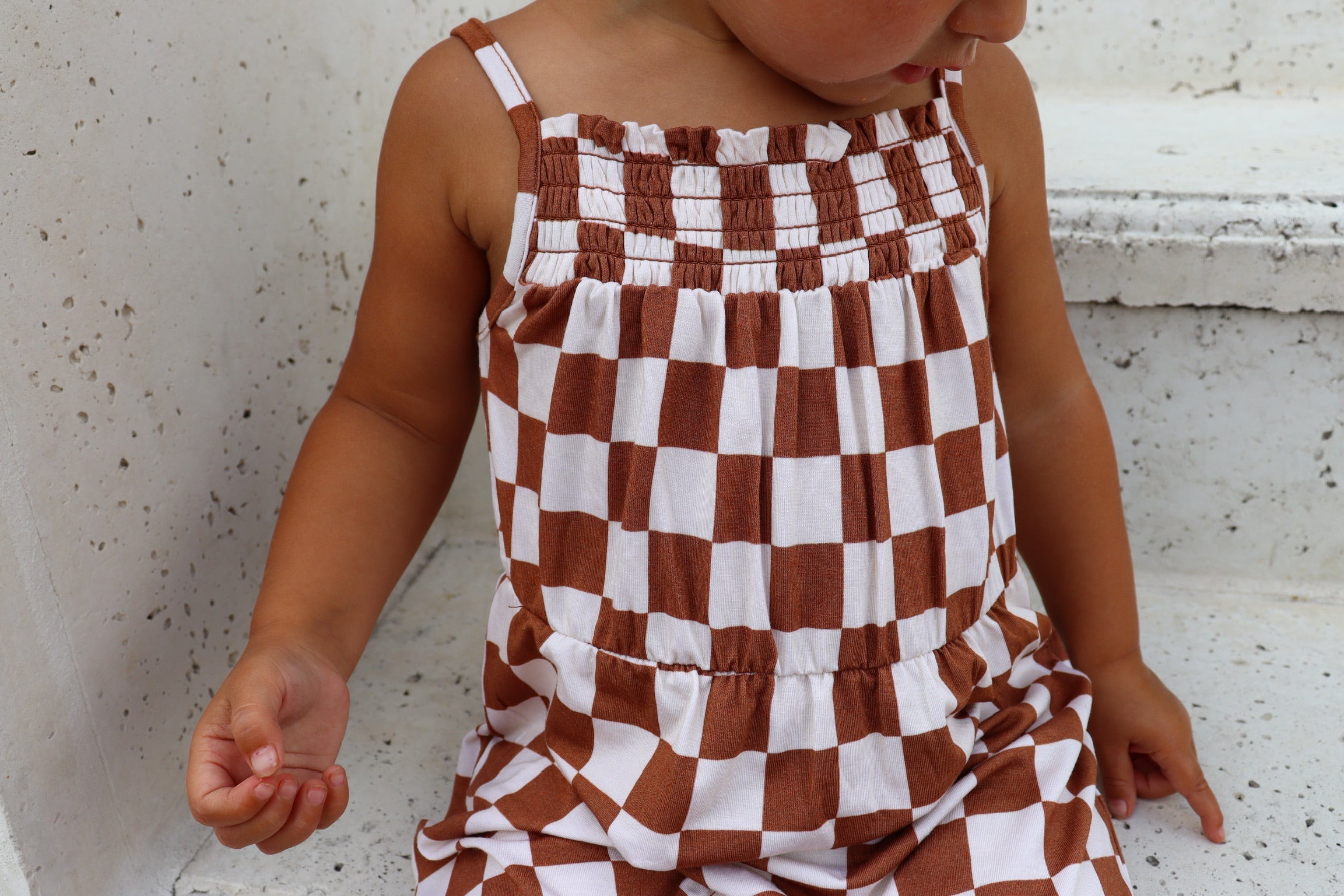 Copper Checkers Dream Smocked Jumpsuit