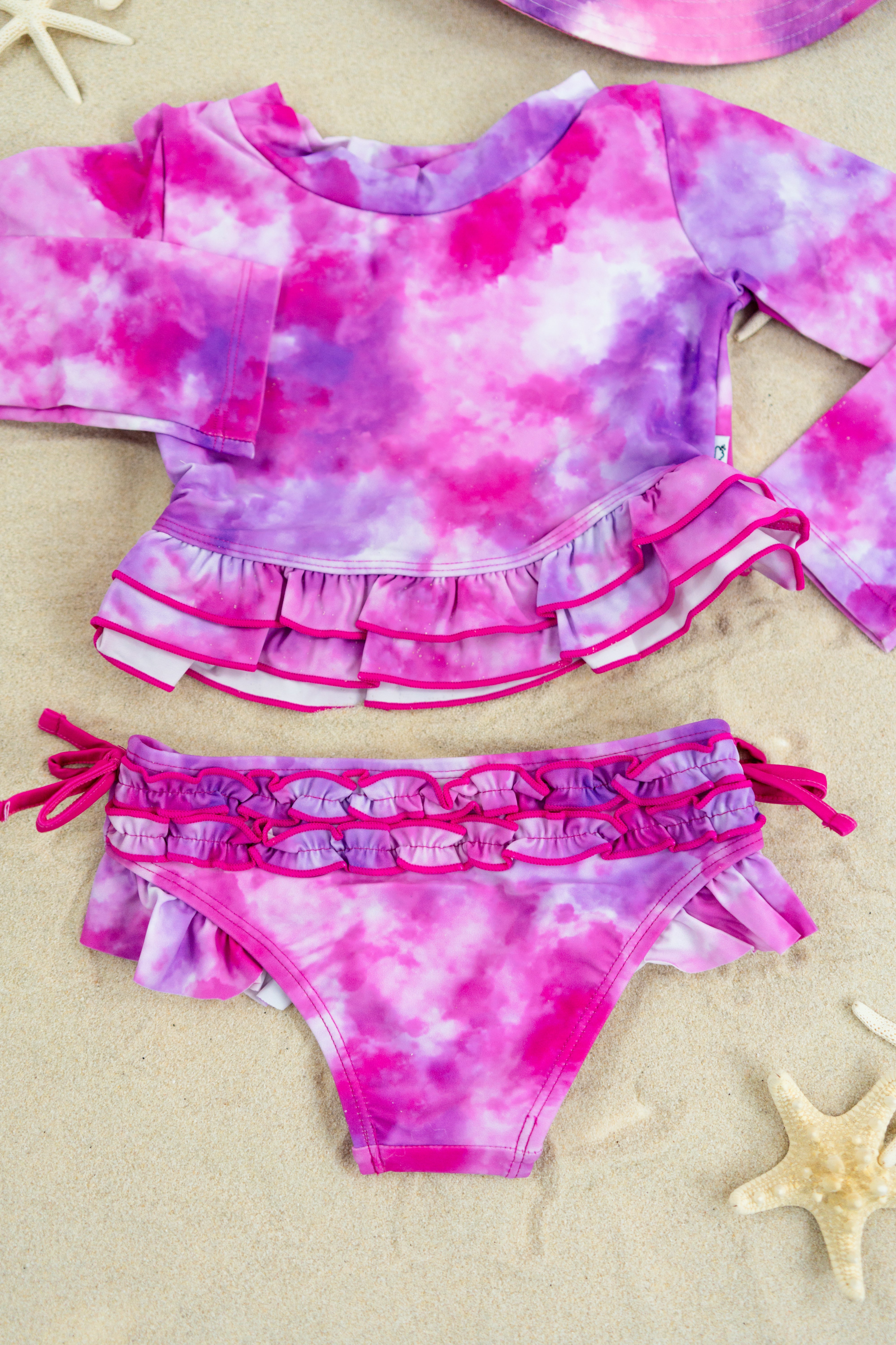 Candy Clouds Dream 2-piece Rash Guard Ruffle Swim Suit