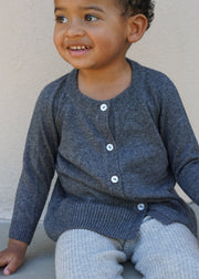 Cashmere & Merino Wool Knit Cardigan | Dark Gray Melange