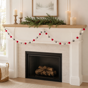 6' Felt Festive Pompom Ball Garland - Red, Gray, White