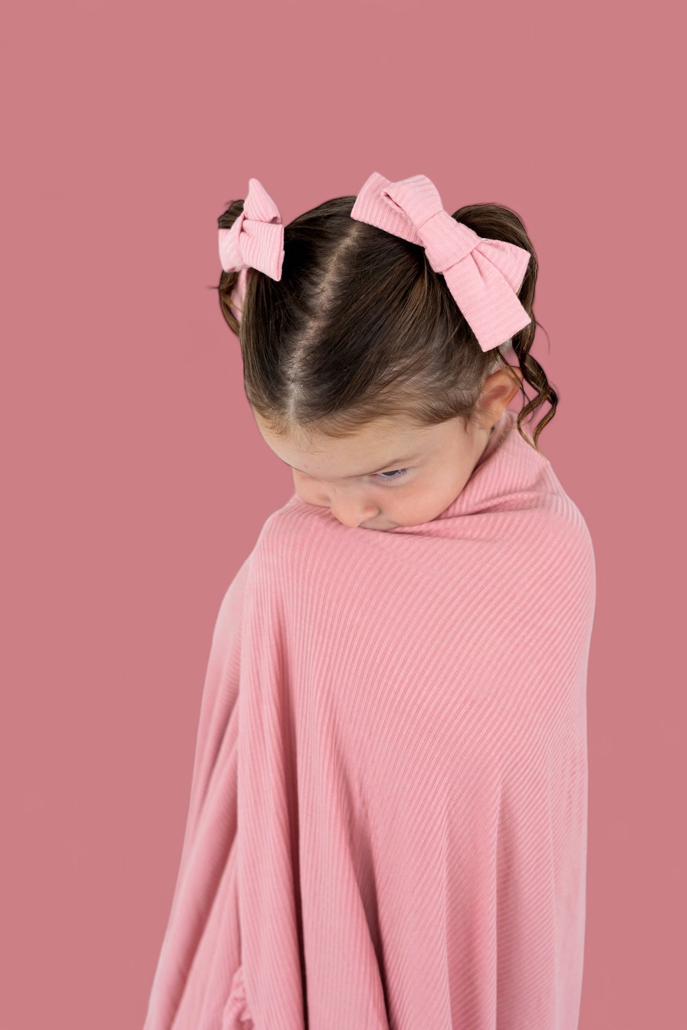 Mauve Rib Dream Bow Hair Clips