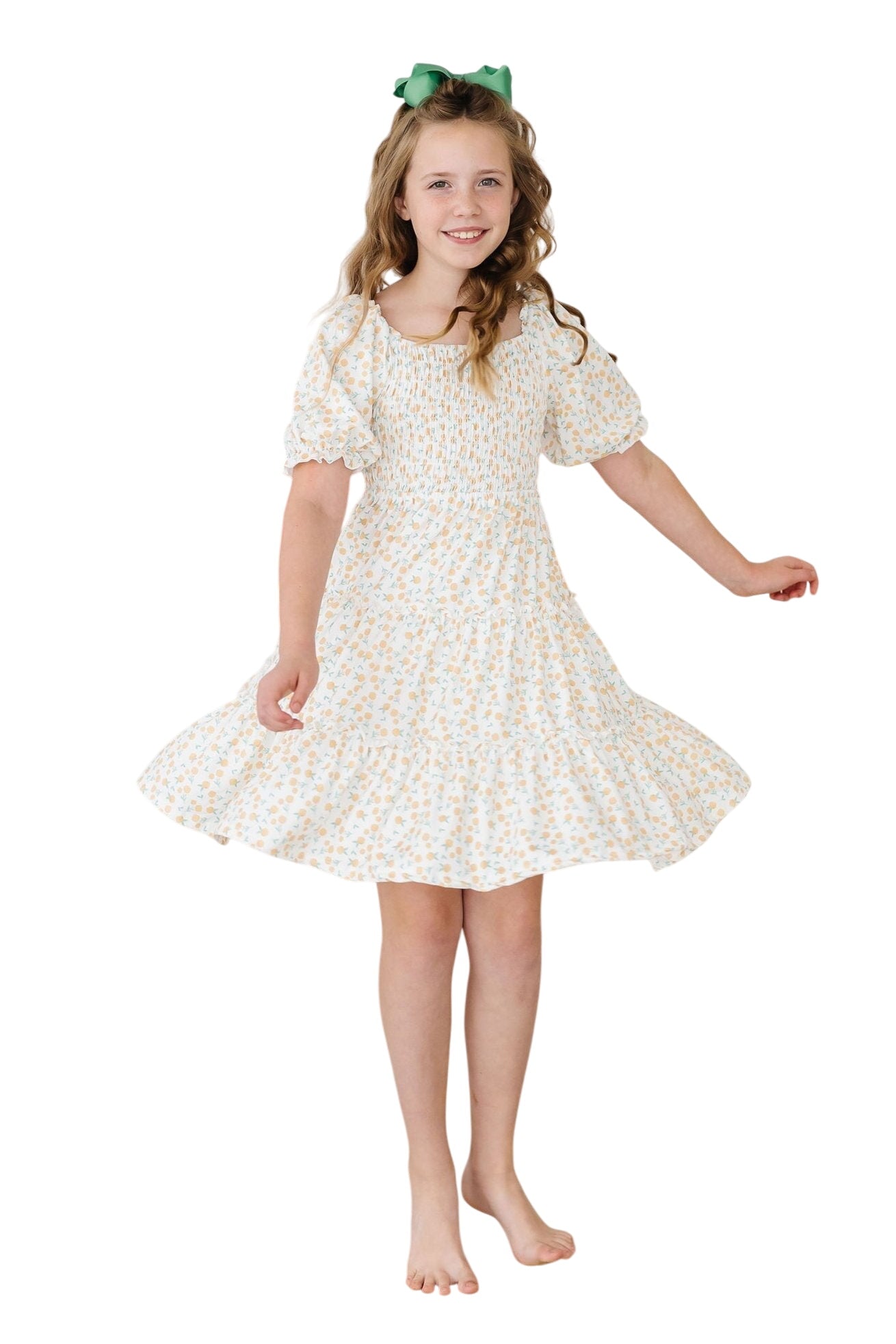 Marvelous Marigolds Smocked Ruffle Dress