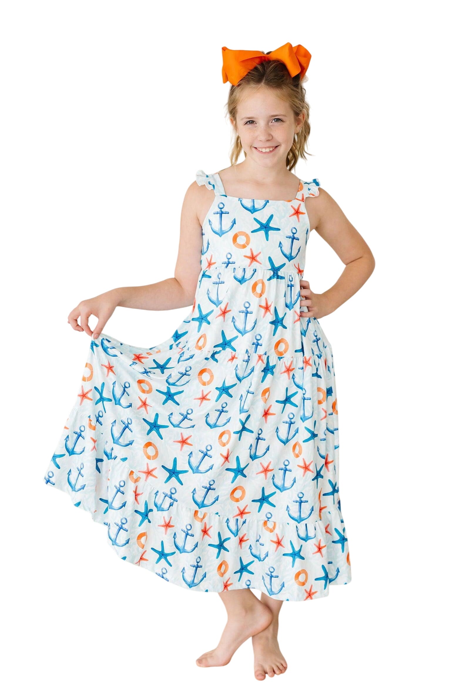 Anchors Away Ruffle Maxi Dress