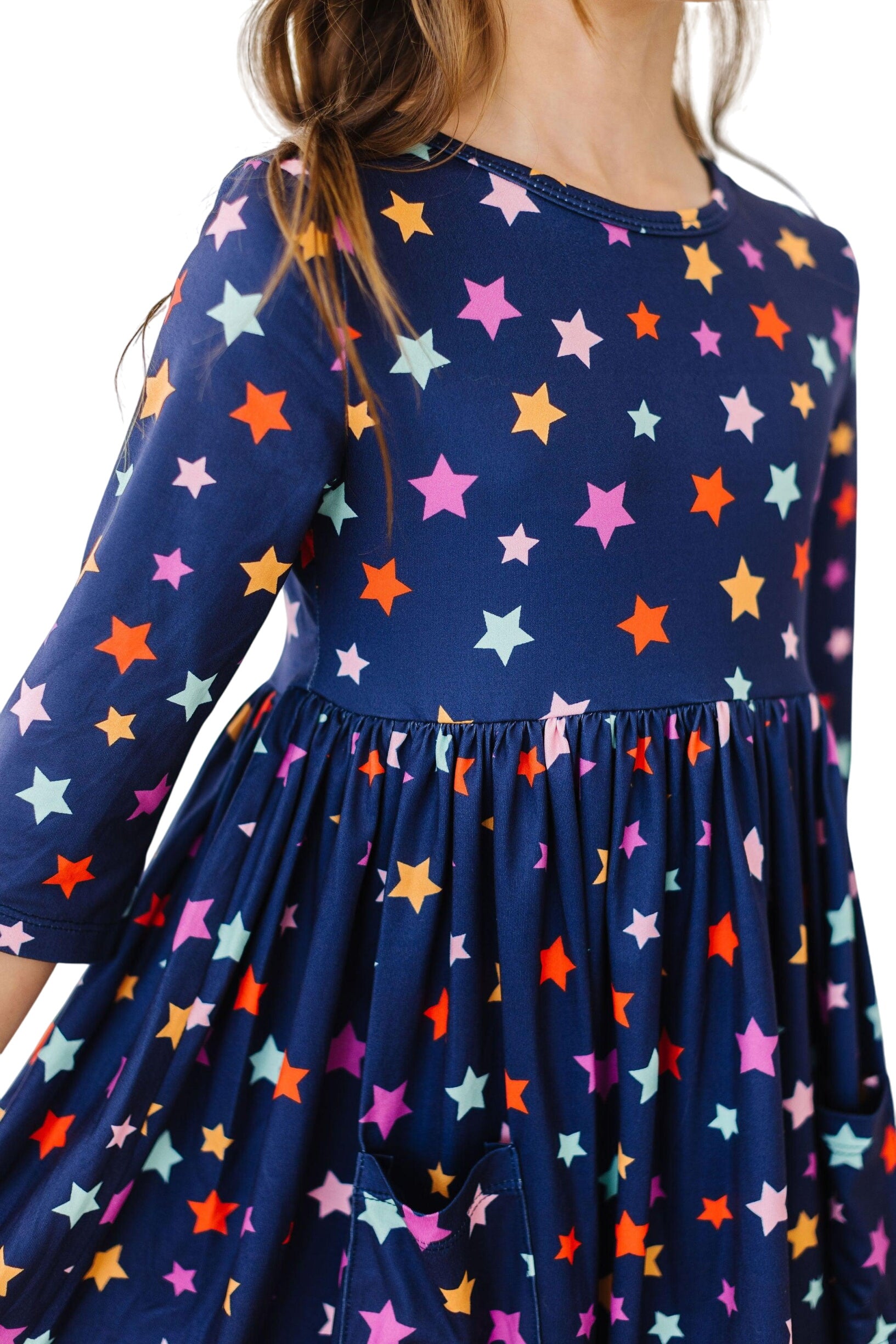 Halloween Stars 3/4 Sleeve Pocket Twirl Dress