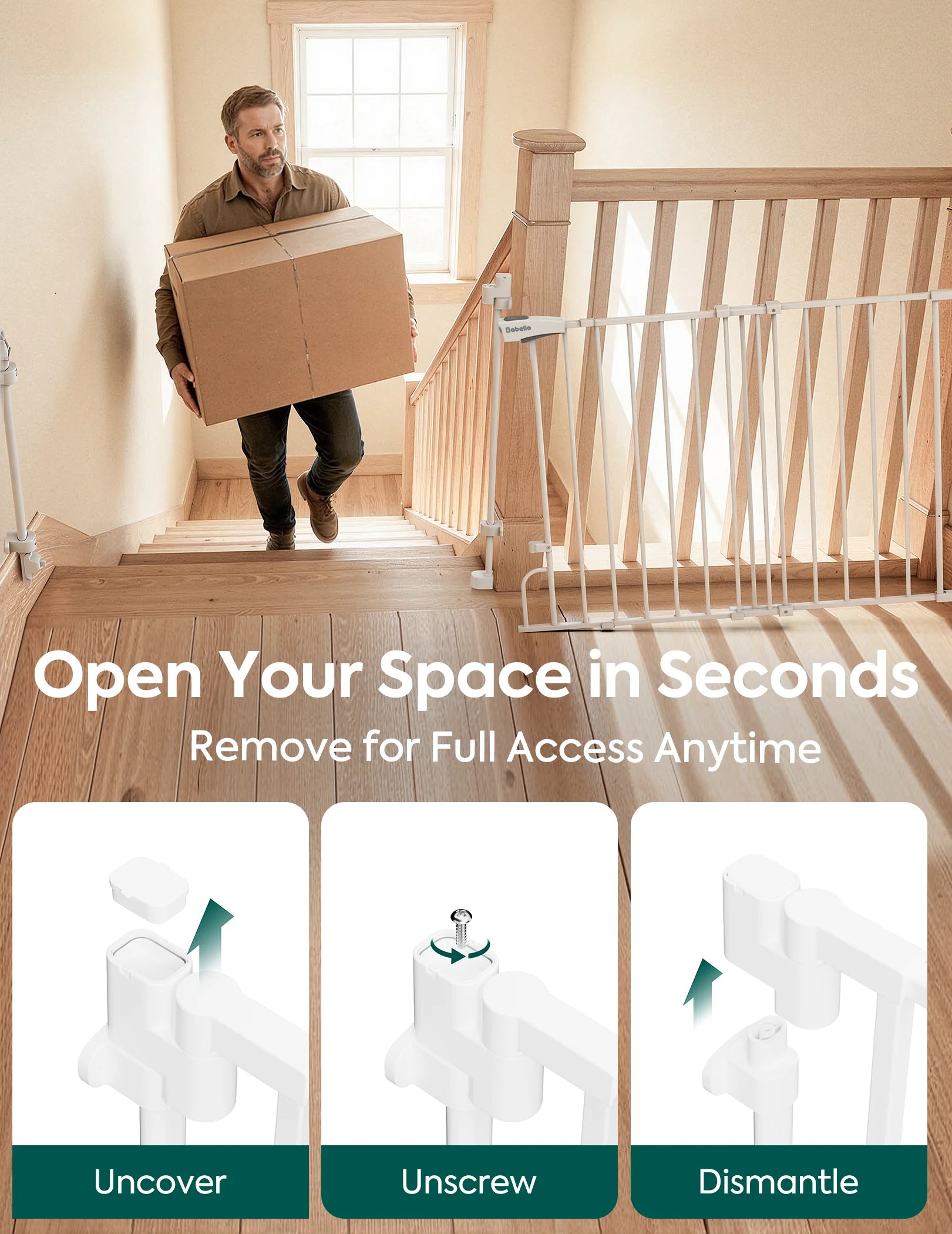 Boundless R30 Proflex | Removable No-trip Baby Gate For Stairs