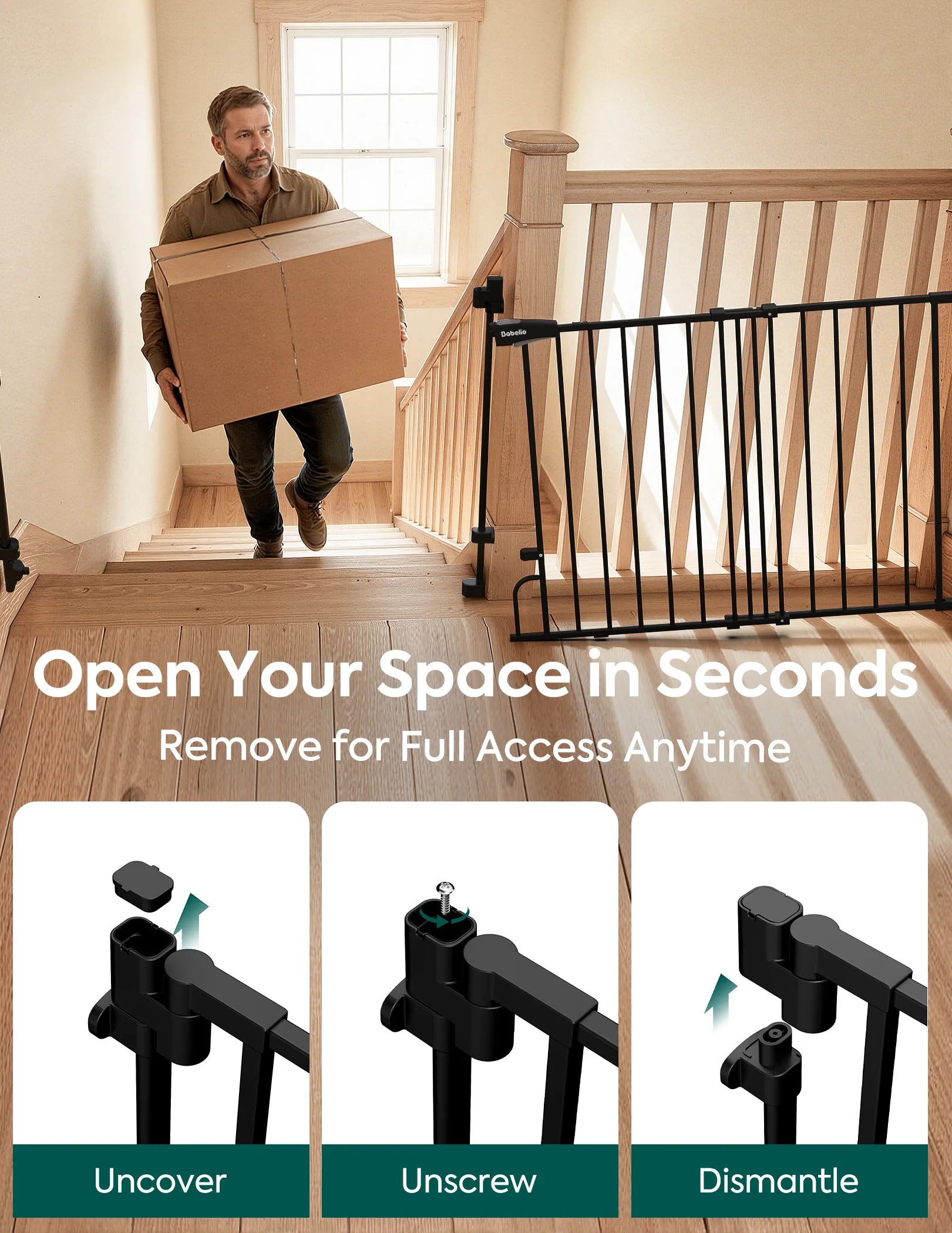 Boundless R30 Proflex | Removable No-trip Baby Gate For Stairs