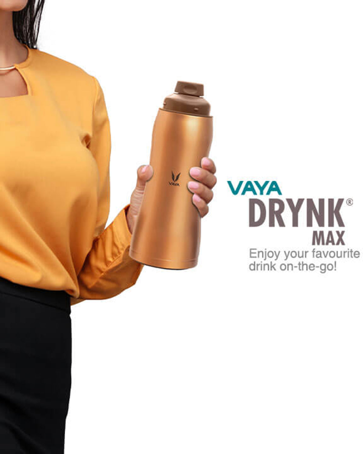 Vaya Drynk - 30.4 Fl. Oz - Saffron - With Gulper Lid + 2 Cups