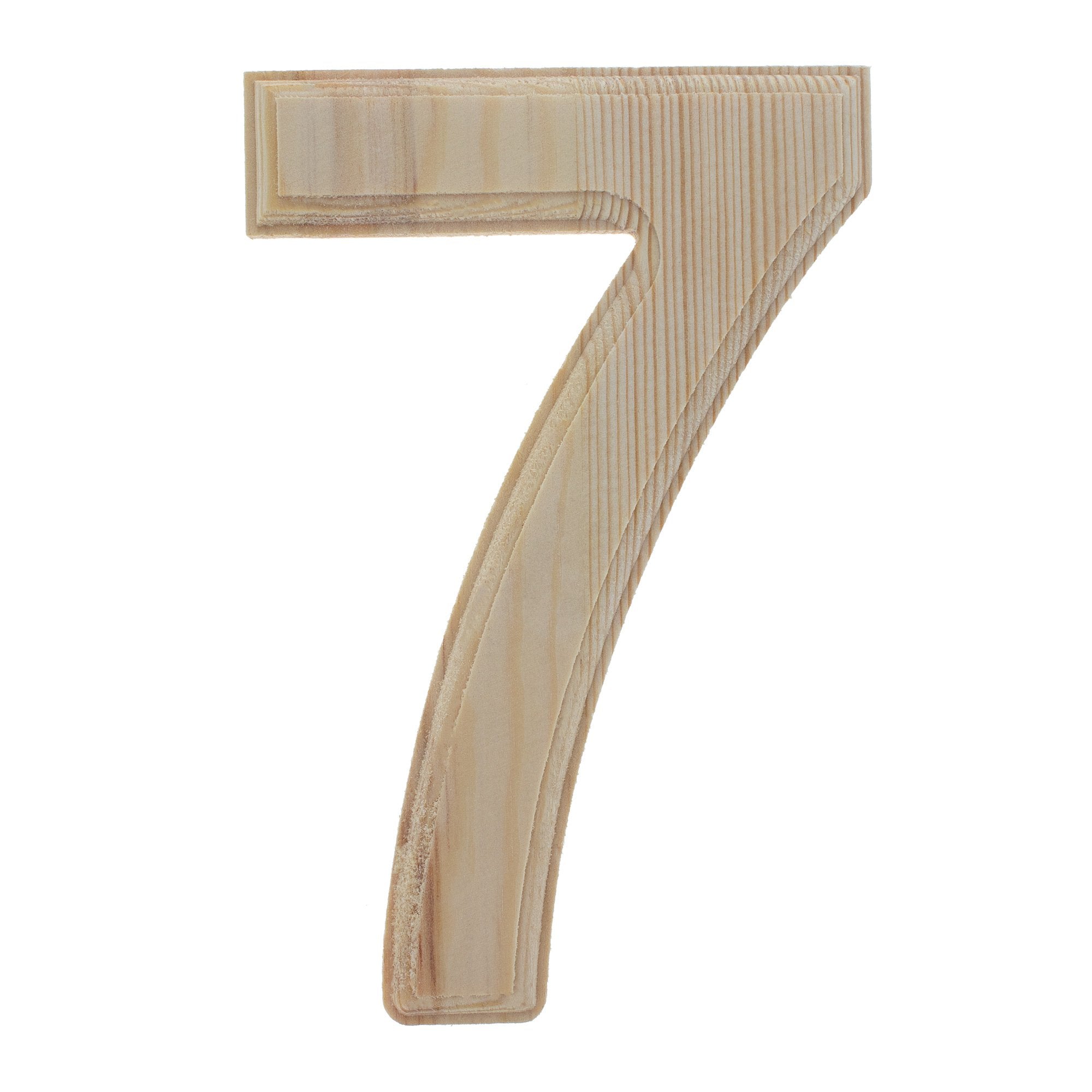 Unfinished Wooden Arial Font Number 7 (seven) 6.25 Inches