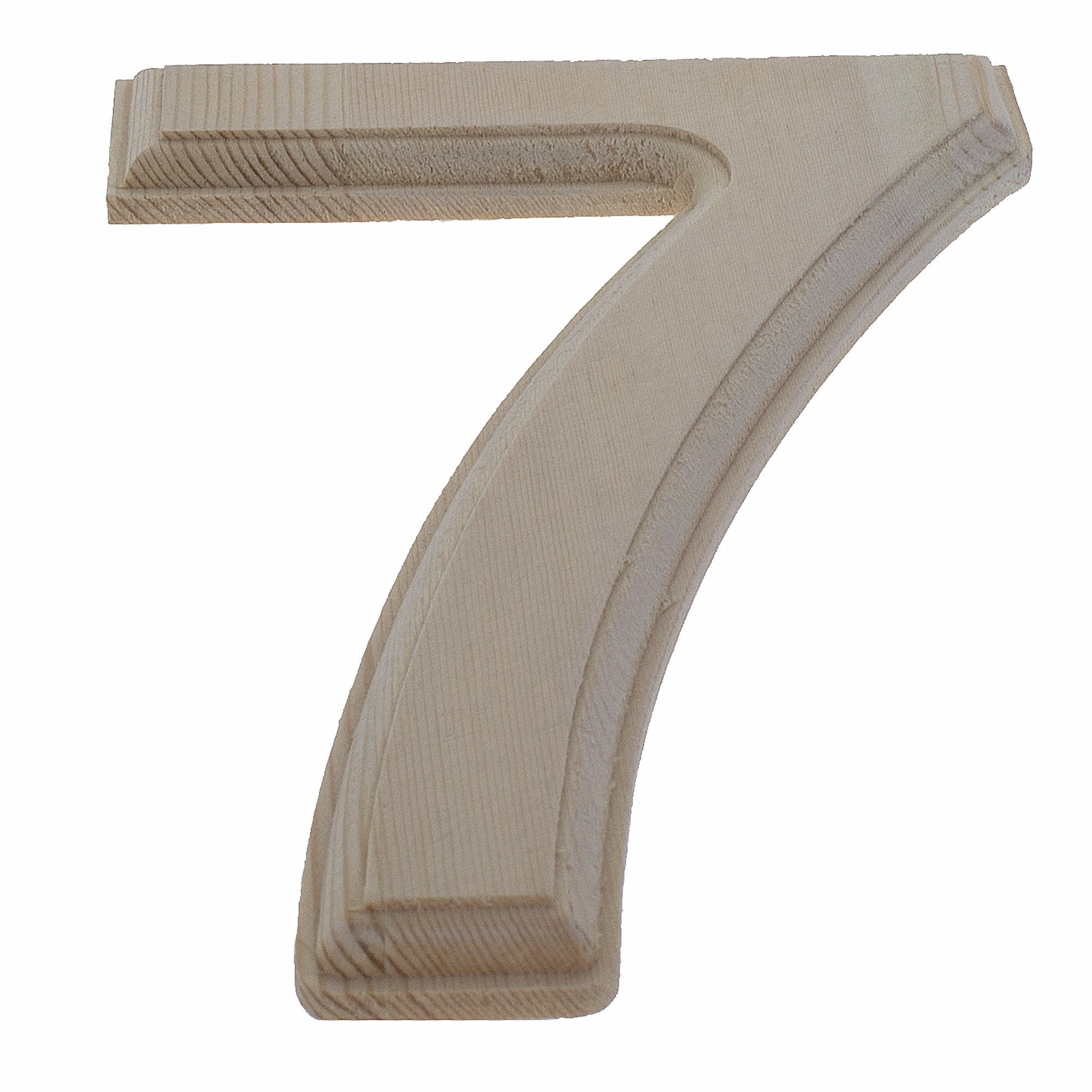 Unfinished Wooden Arial Font Number 7 (seven) 6.25 Inches