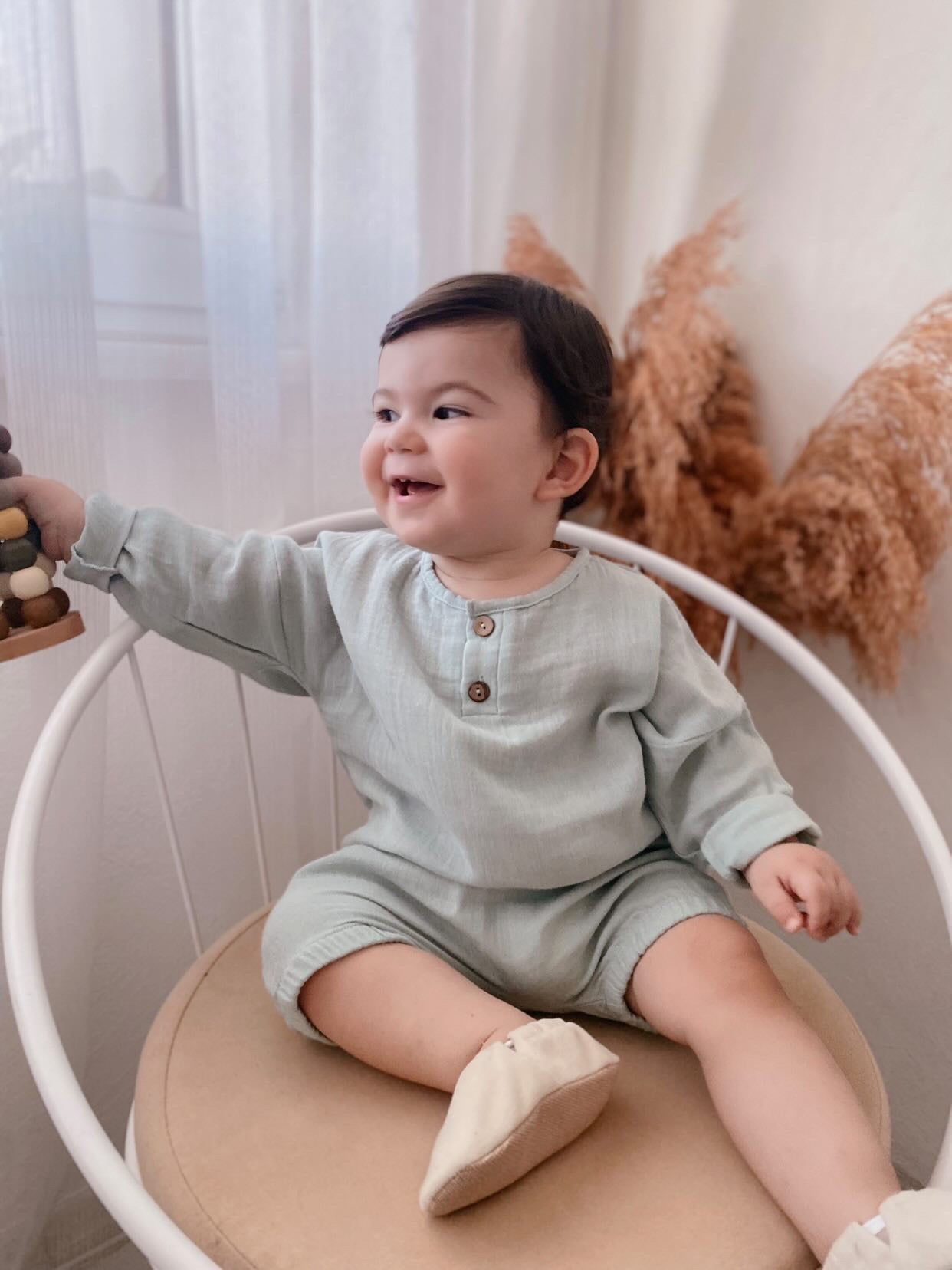 Organic Cotton Velvet Home Nursery Moccasin Shoes, Cream