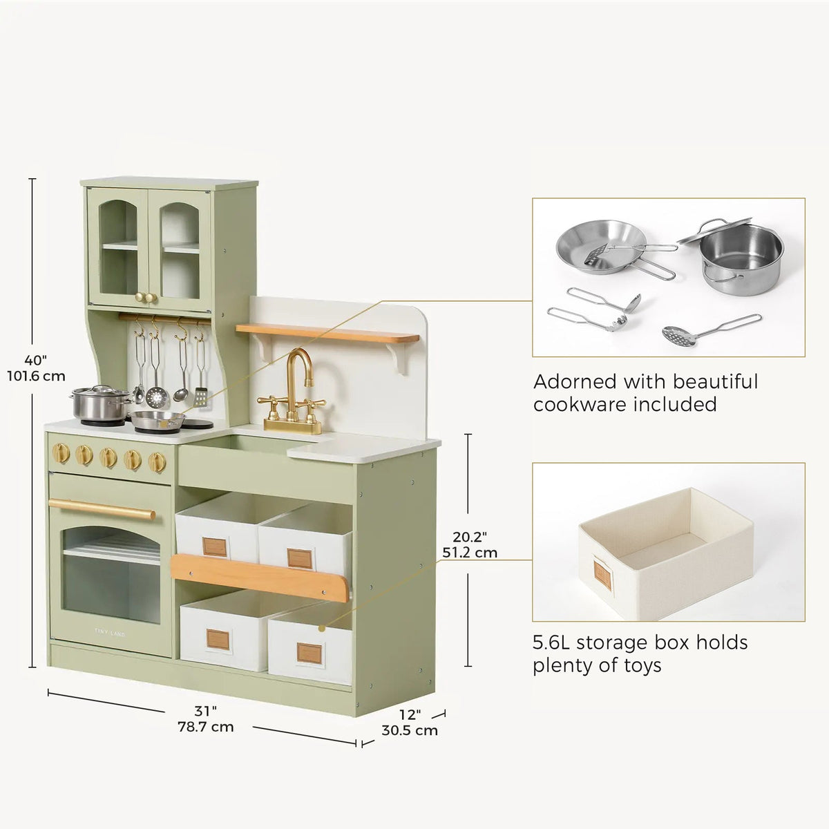 ® Wooden Play Kitchen With Storage For Creative Toddlers