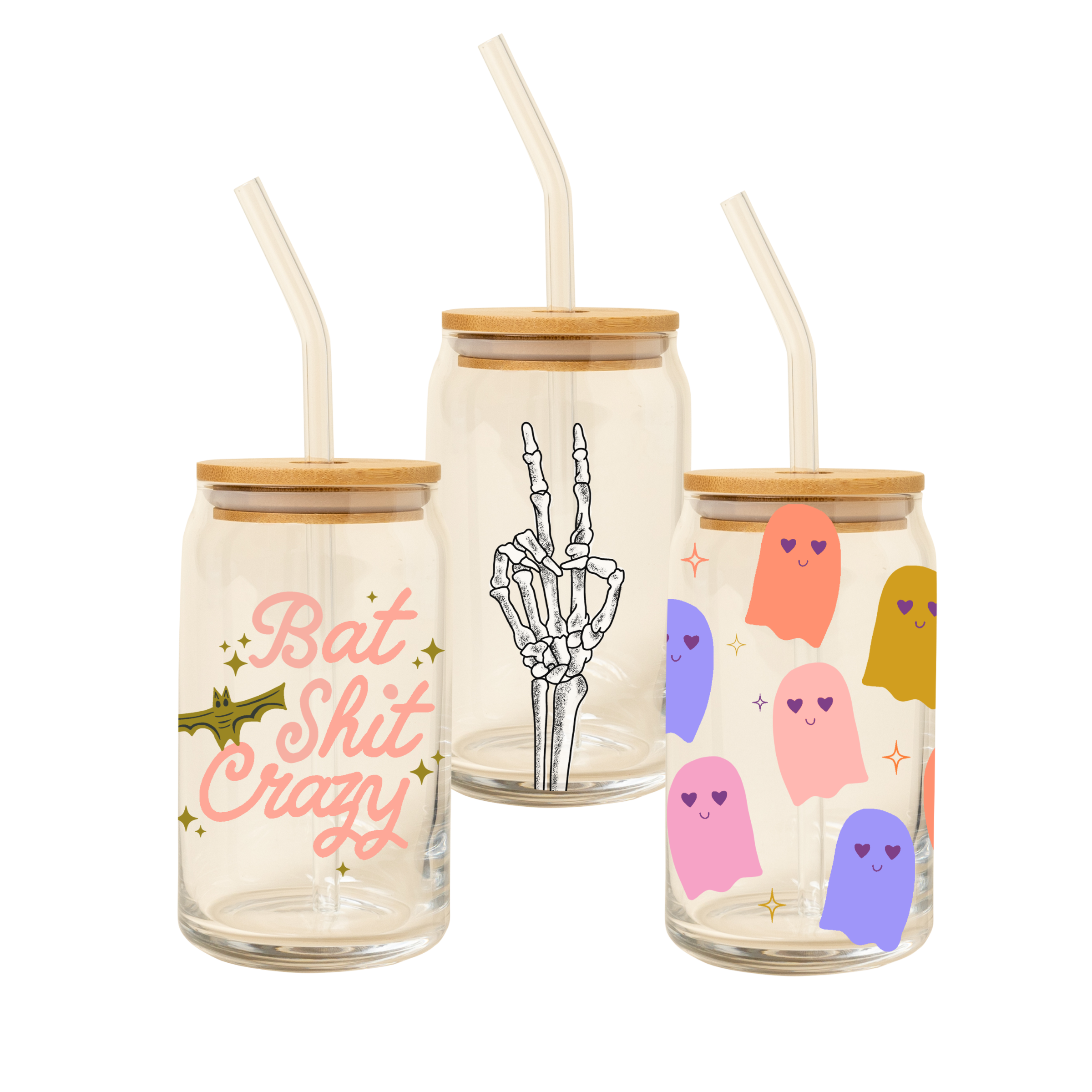 Halloween Can Glass W/lid