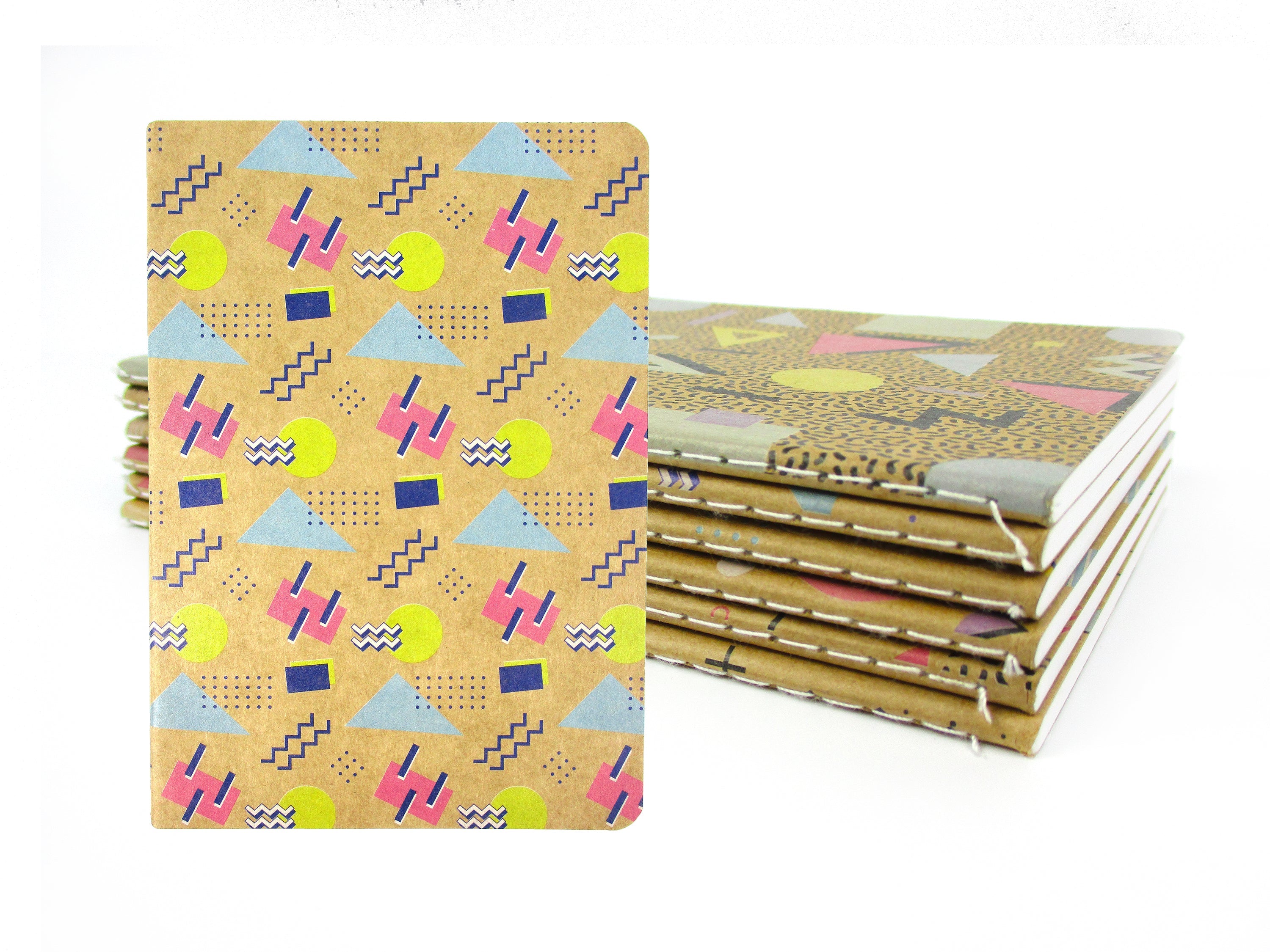 80's Geometric Retro Journal Notebooks - Set Of 6 Or 12