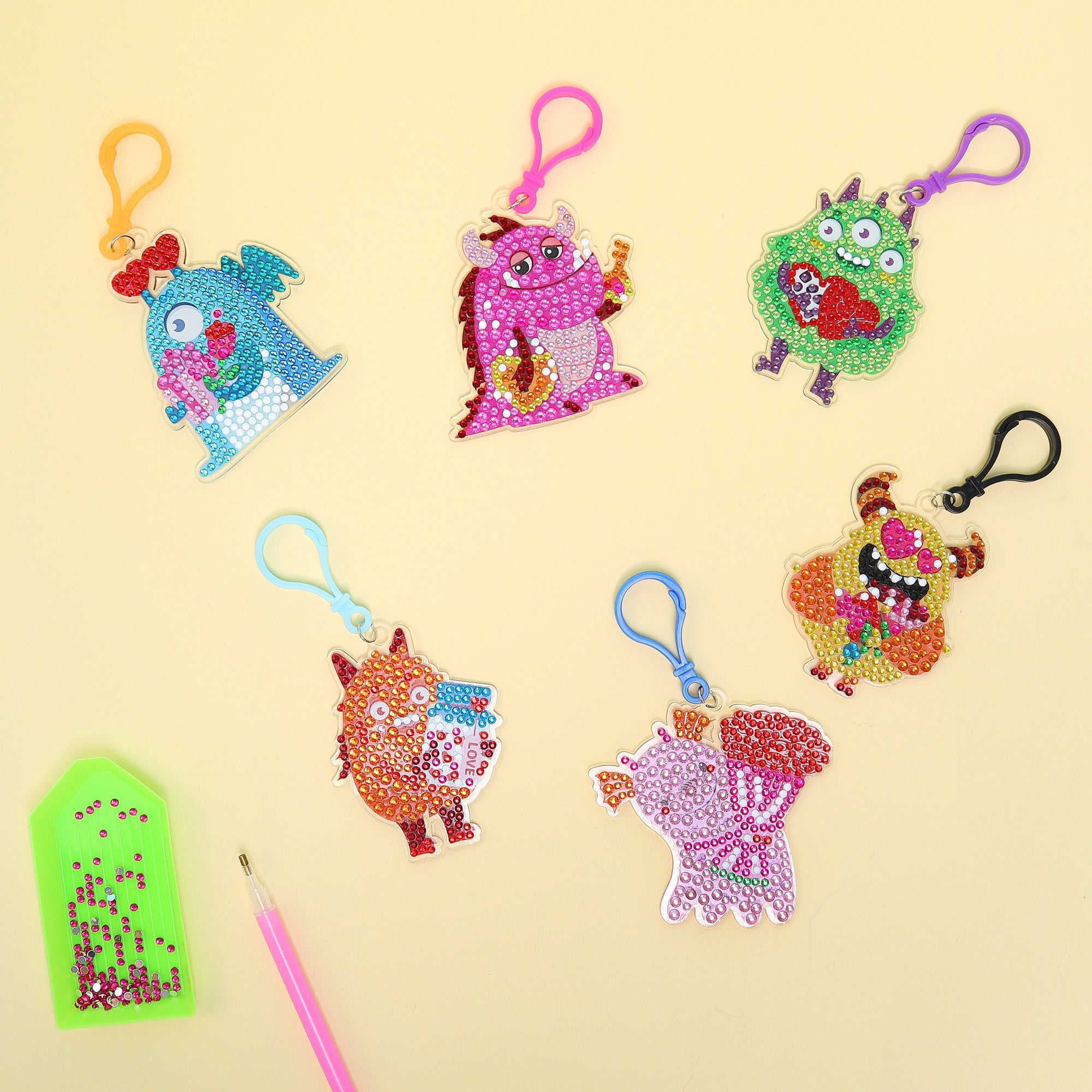 Adorable Keychains Diamond Art Kit – Monsters (set Of 15)