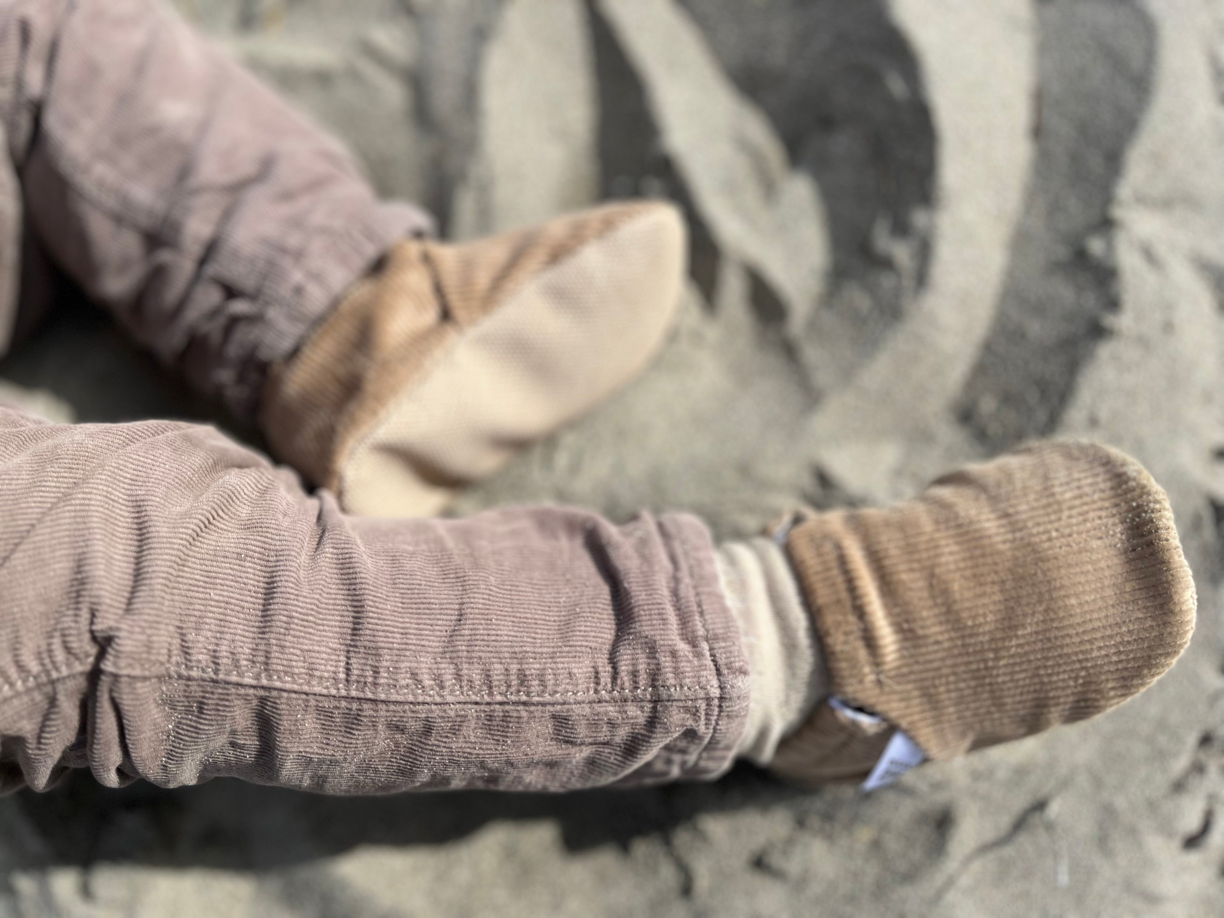 Organic Cotton Corduroy Home Nursery Moccasin Shoes  Beige