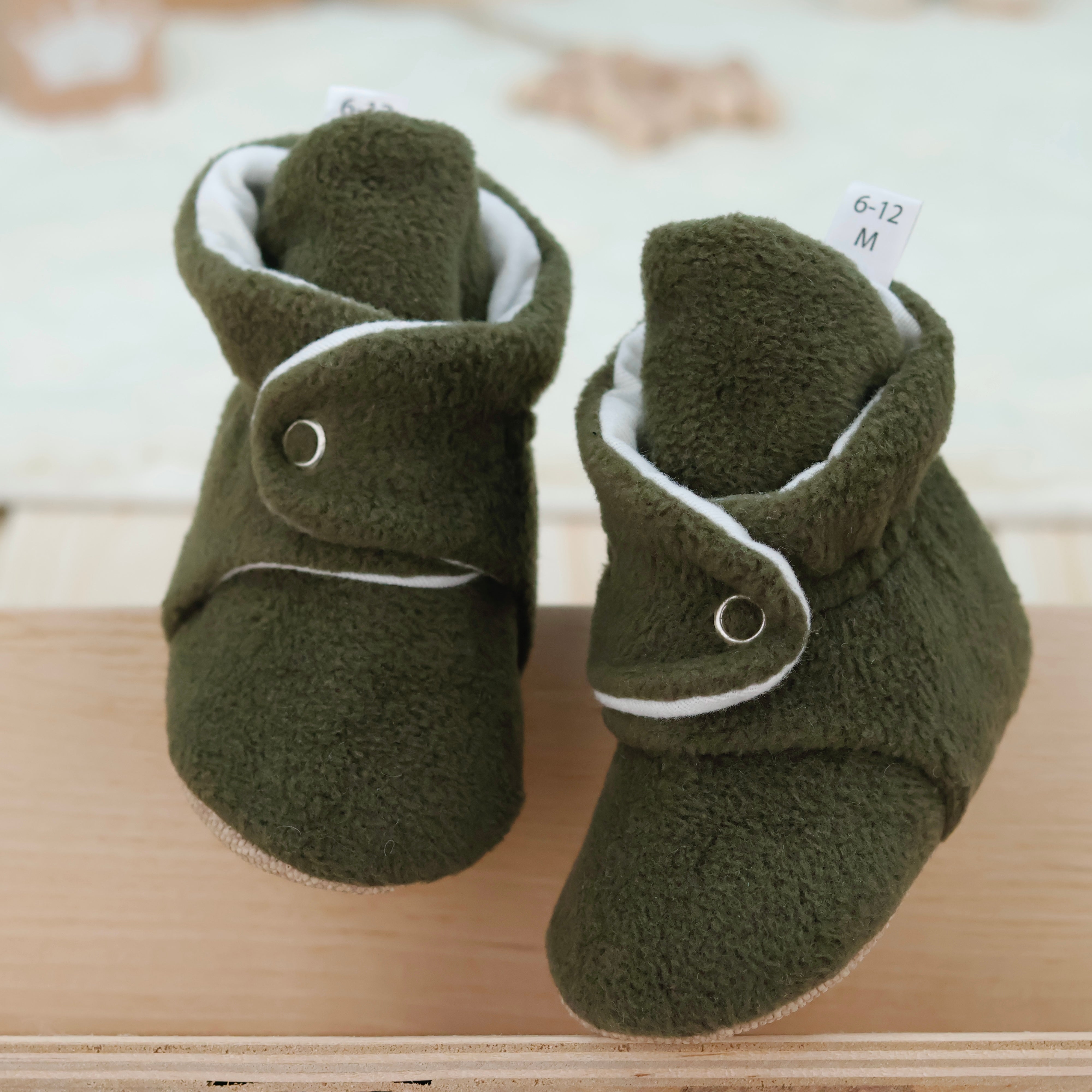 Organic Baby Booties, Newborn Booties Basic, Khaki