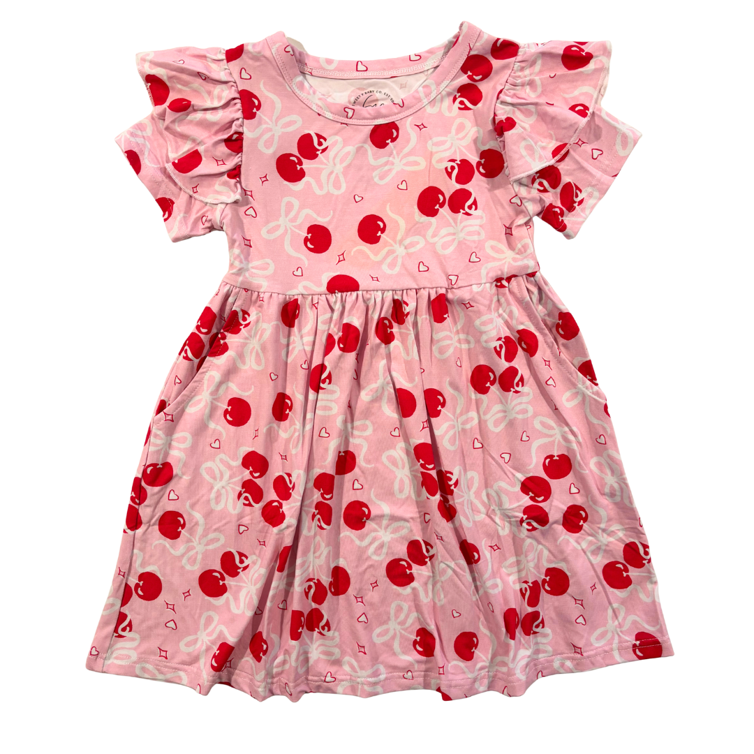 Pink Cherry Girls Twirl Dress