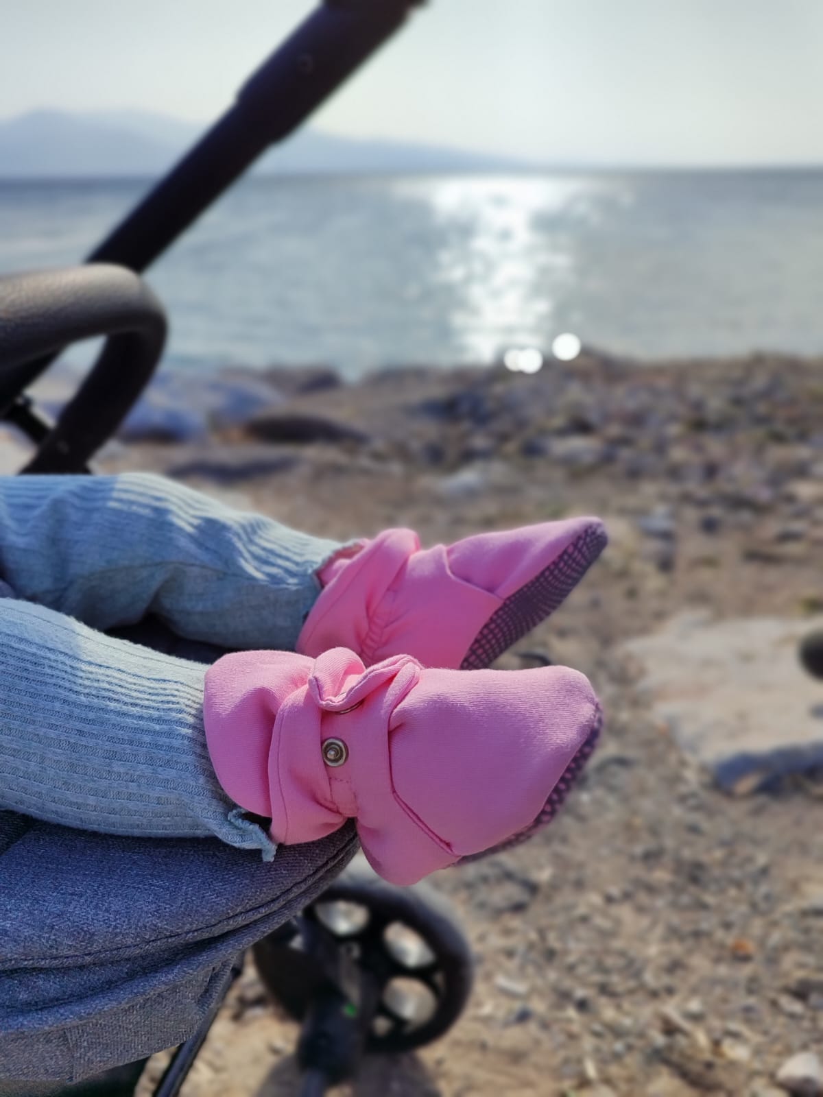 Organic Cotton Baby Booties, Non-slip Sole, Cotton Newborn Booties Home Nursery Shoes, Pink